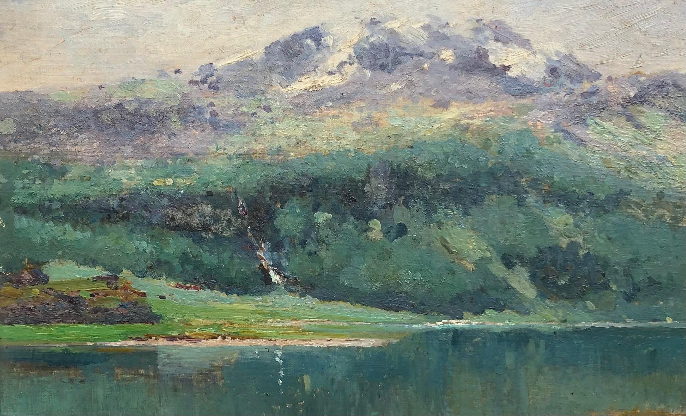 Emile Vouga Landscape Painting - Landscape at the water's edge
