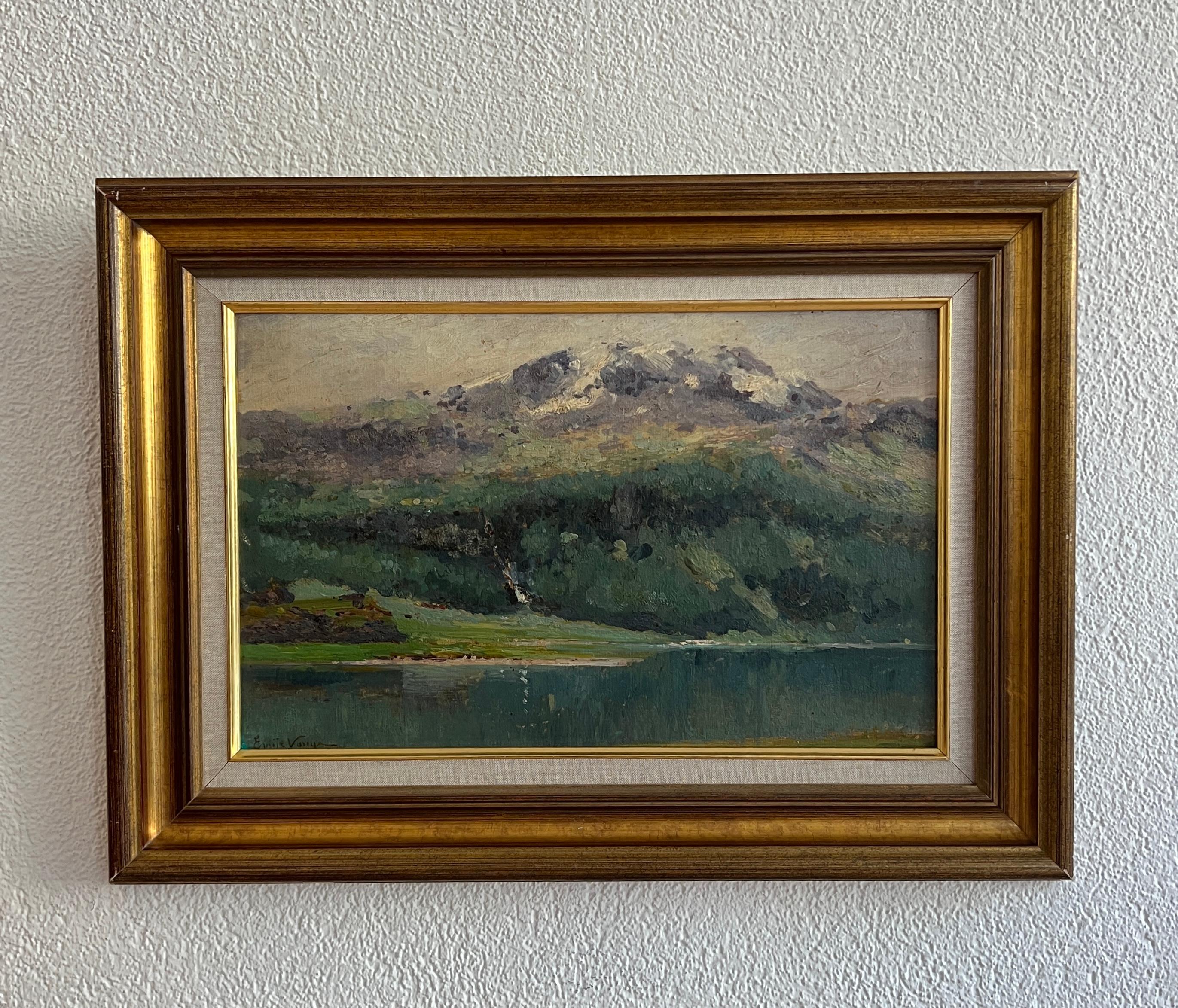 Montagna innevata - Painting di Emile Vouga