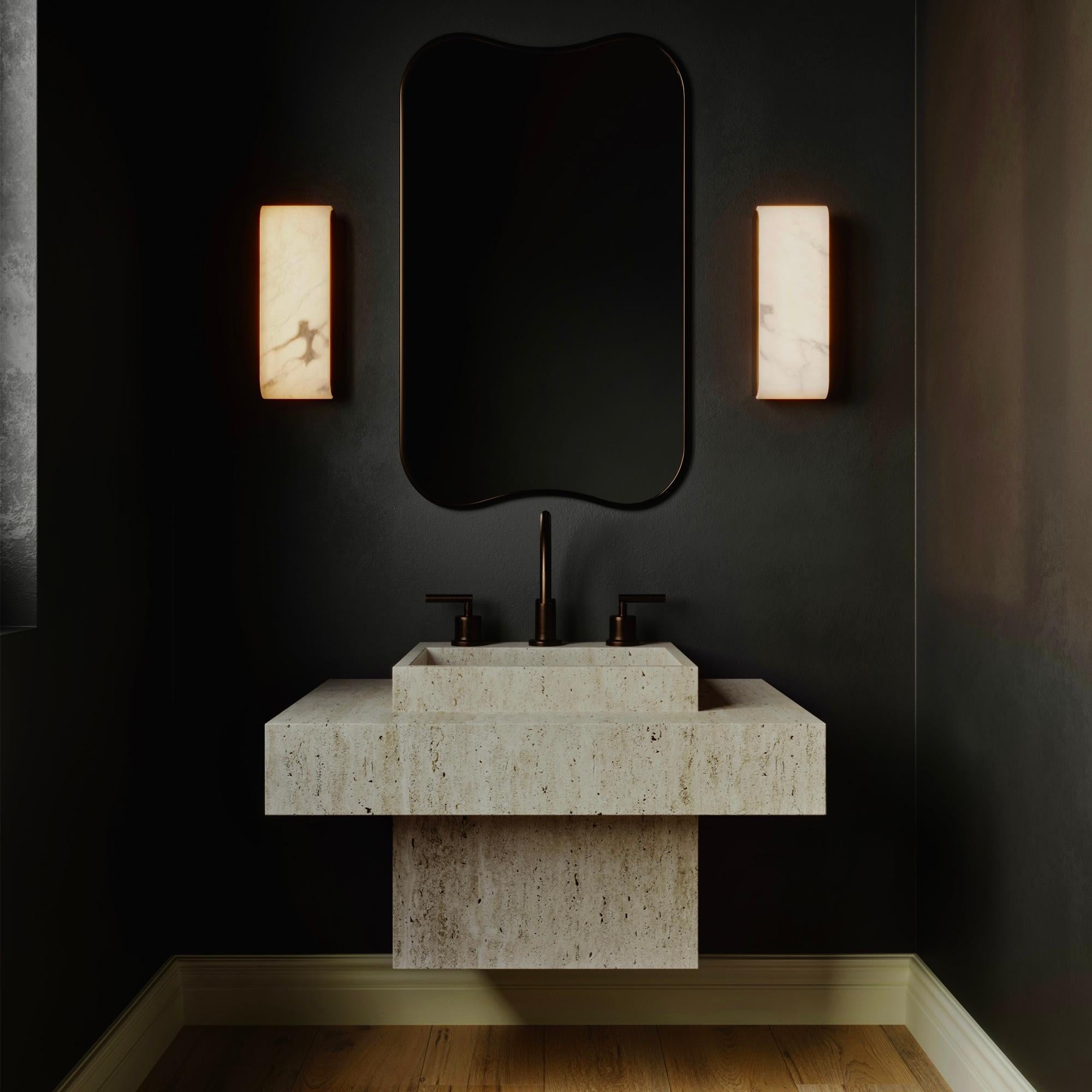 Sultry hand carved Natural Alabaster caresses a curvaceous Oil Rubbed Bronze frame like a long-lost lover. Emile, why did you stay away so long! 

LUXE lighting collections are handcrafted from the finest materials, combining classic motifs