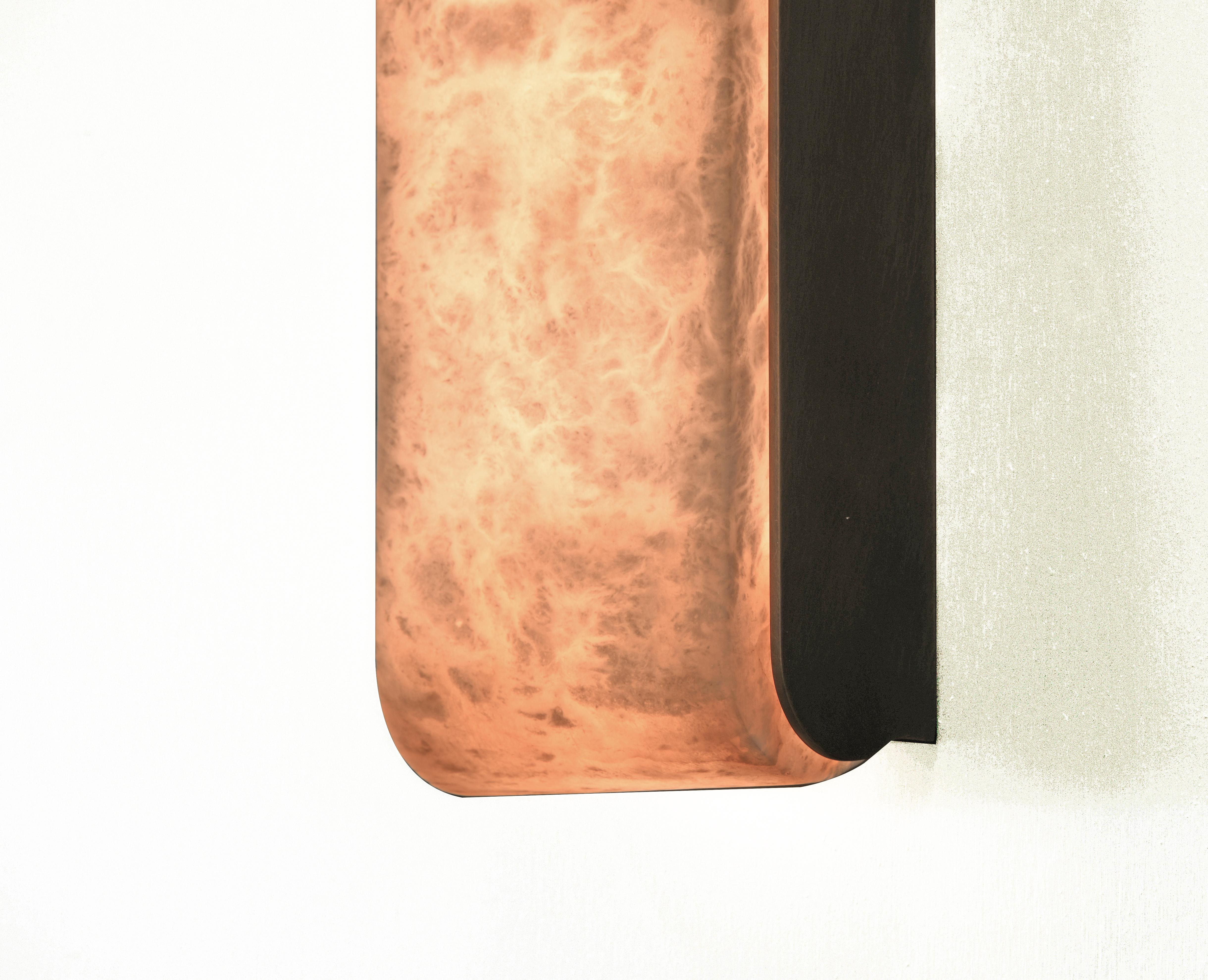 Polished EMILE Wall Sconce - Hand-Carved, Natural Alabaster in Bronze By LUXE For Sale
