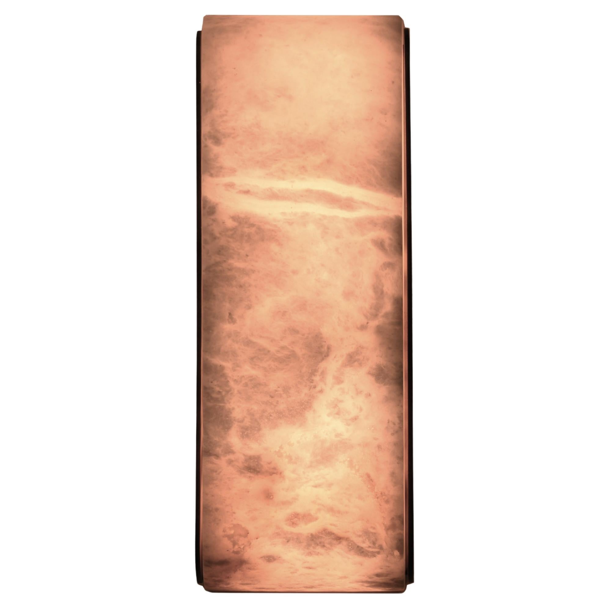 EMILE Wall Sconce - Hand-Carved, Natural Alabaster in Bronze By LUXE For Sale