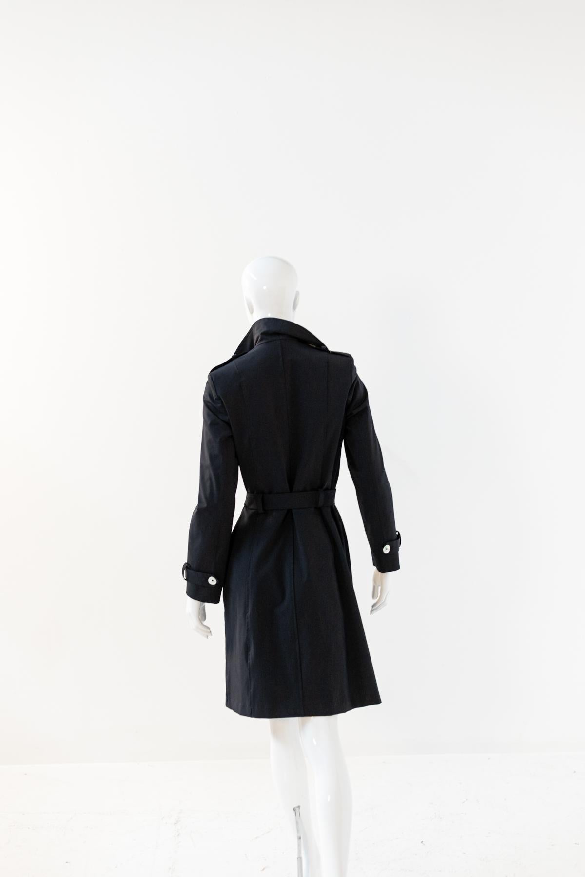 Emilia Andrich Glamorous Black Trench Coat with Belt For Sale 6