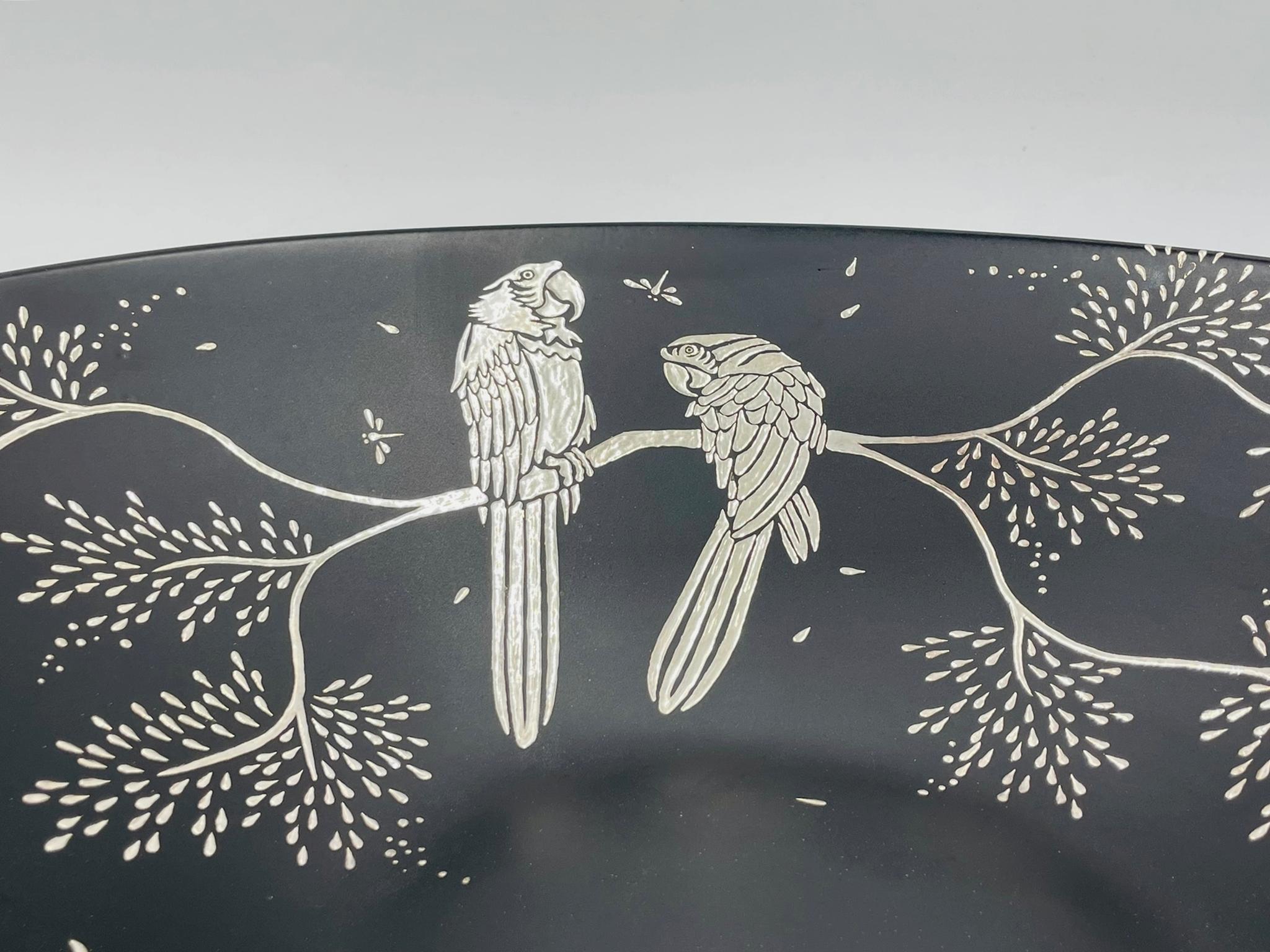 Emilia Castillo Black Porcelain Bowl with Pure Silver Inlay, Mexico, 1997 For Sale 3
