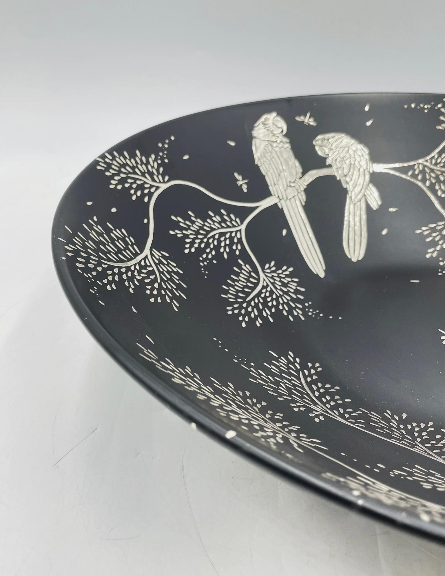 Emilia Castillo Black Porcelain Bowl with Pure Silver Inlay, Mexico, 1997 For Sale 7