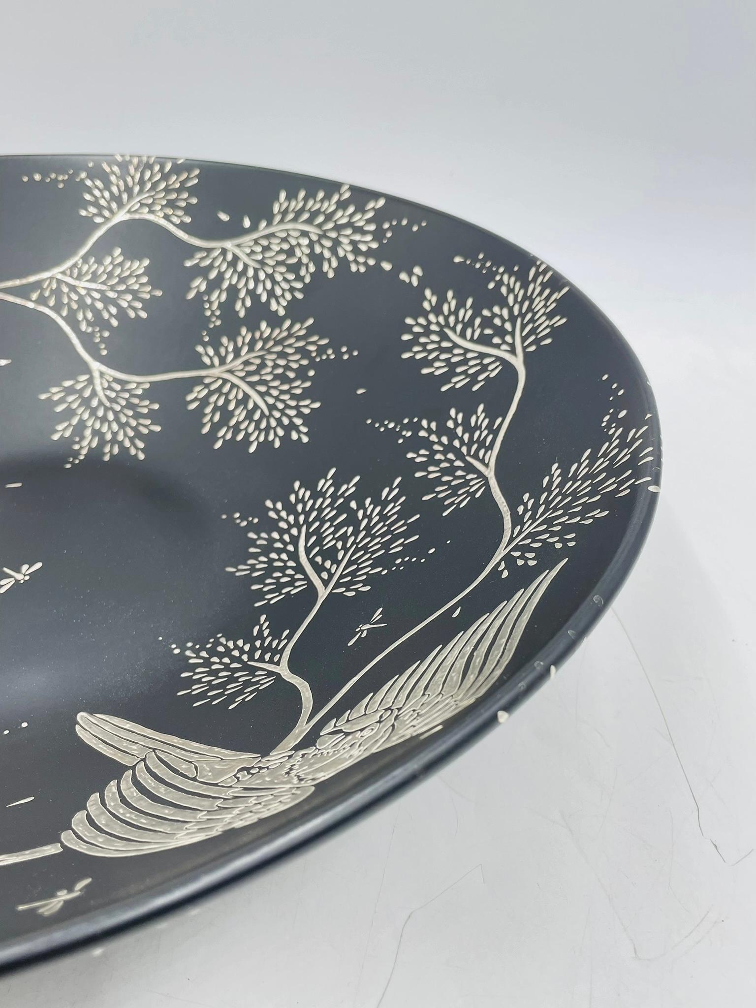 Emilia Castillo Black Porcelain Bowl with Pure Silver Inlay, Mexico, 1997 For Sale 8