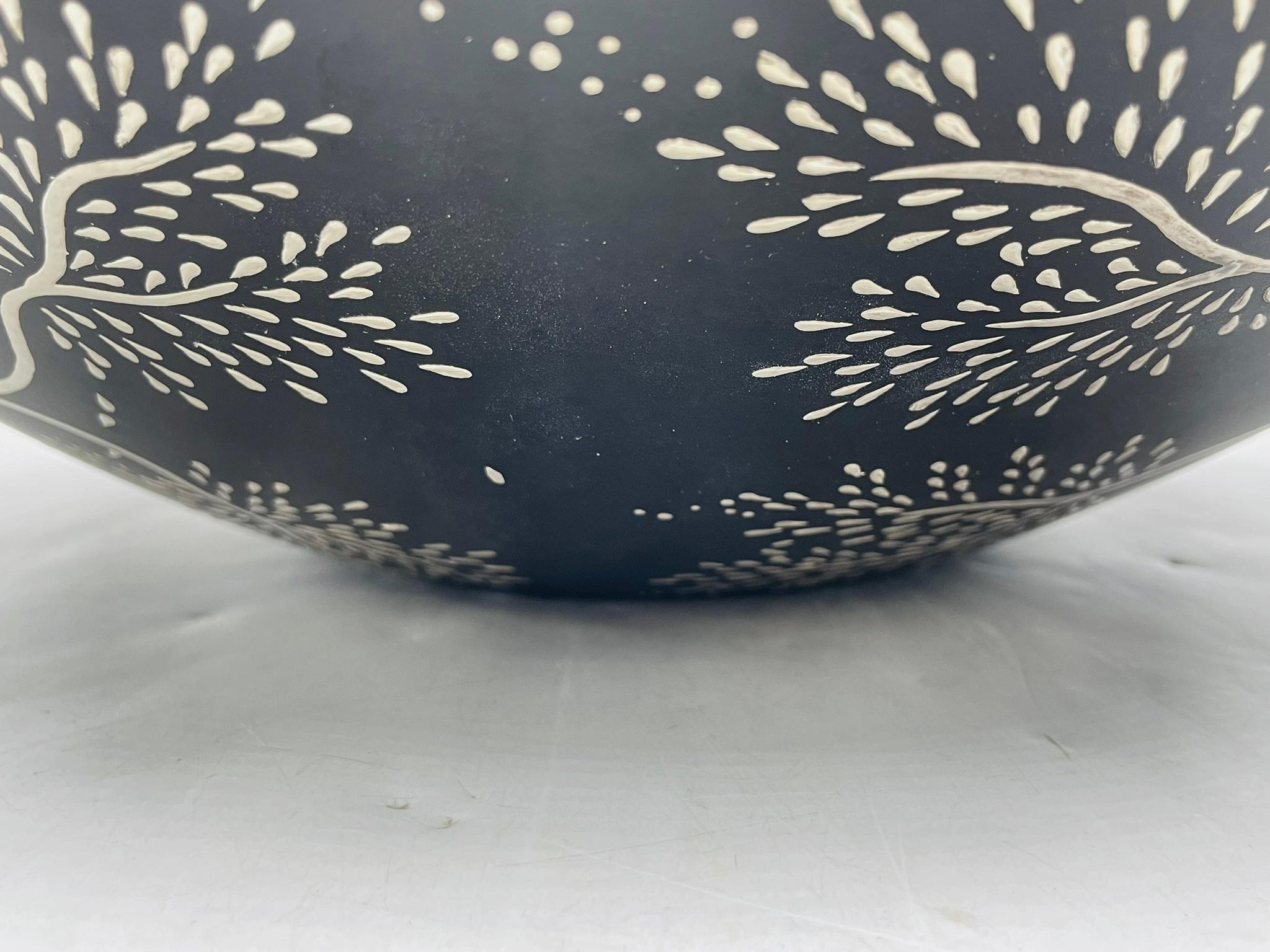 Emilia Castillo Black Porcelain Bowl with Pure Silver Inlay, Mexico, 1997 For Sale 11