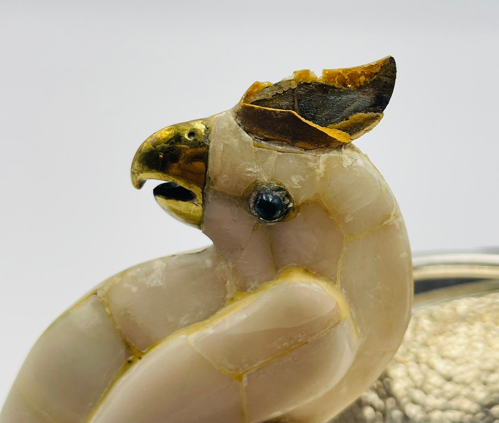 Emilia Castillo Kakadu-Silberschale mit Sockel aus Vulkangestein, 1980er Jahre im Angebot 9