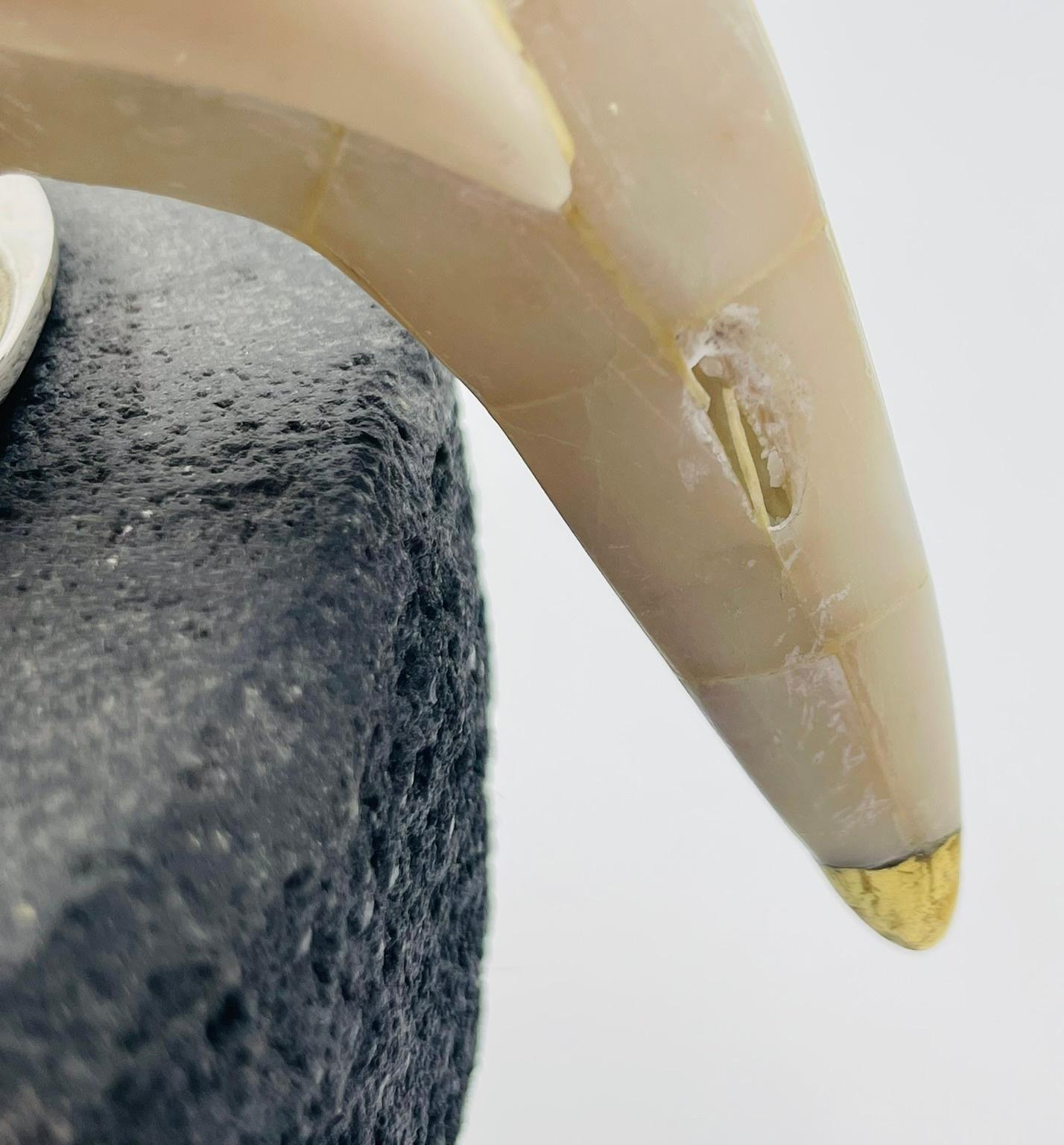 Emilia Castillo Kakadu-Silberschale mit Sockel aus Vulkangestein, 1980er Jahre im Angebot 10