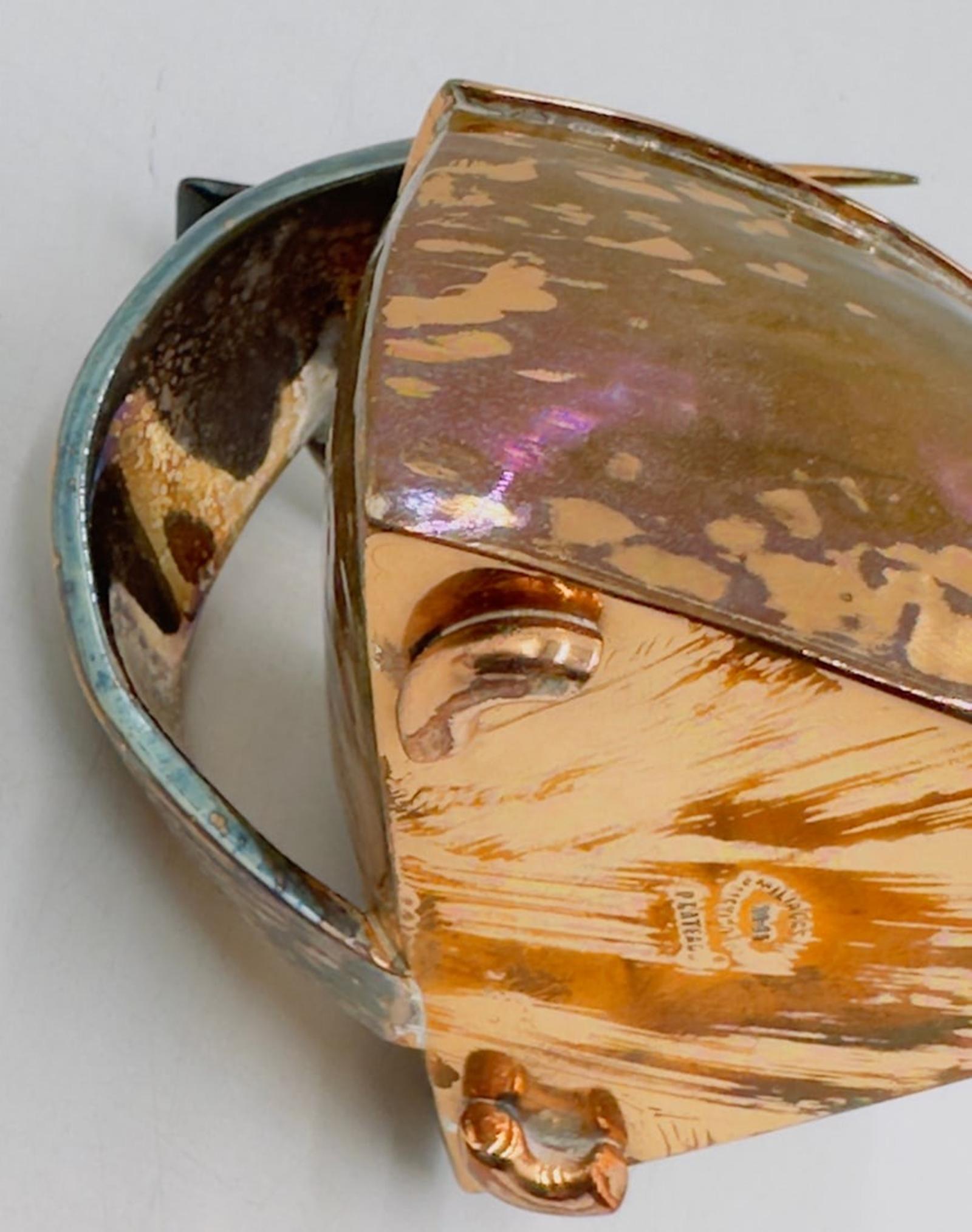 Set di lattiere e zuccheri in rame e argento di Emilia Castillo con sculture di uccelli, Messico in vendita 11