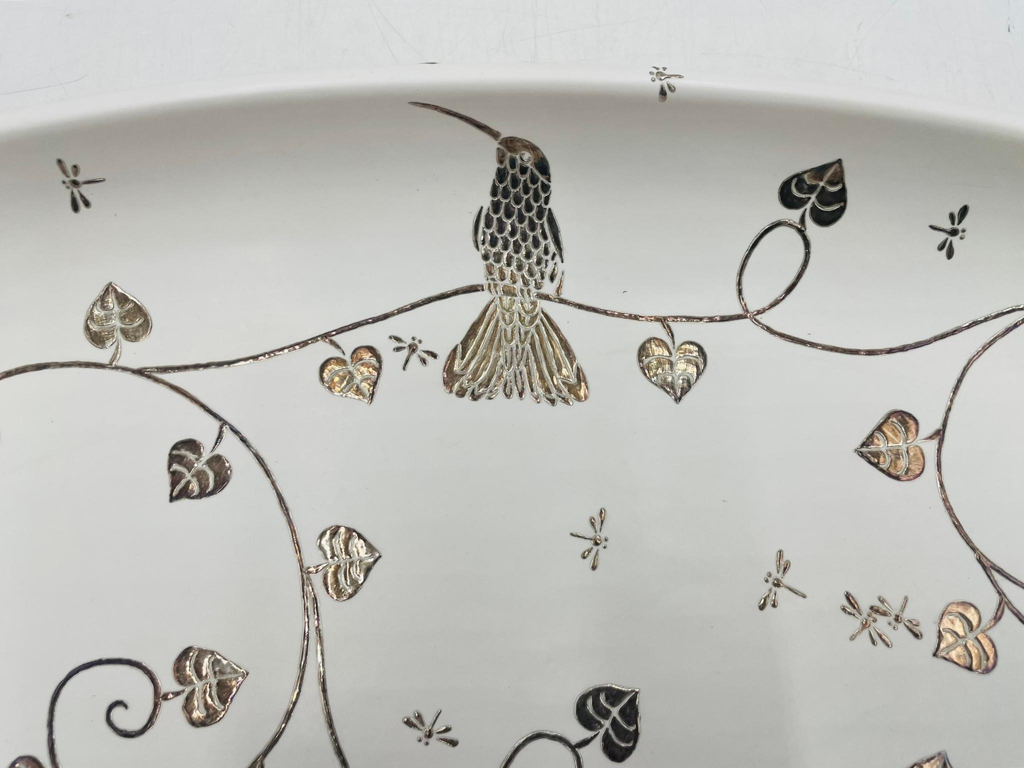 Emilia Castillo Extra Large Sterling Silver & Porcelain Platter, Signed, Mexico en vente 2