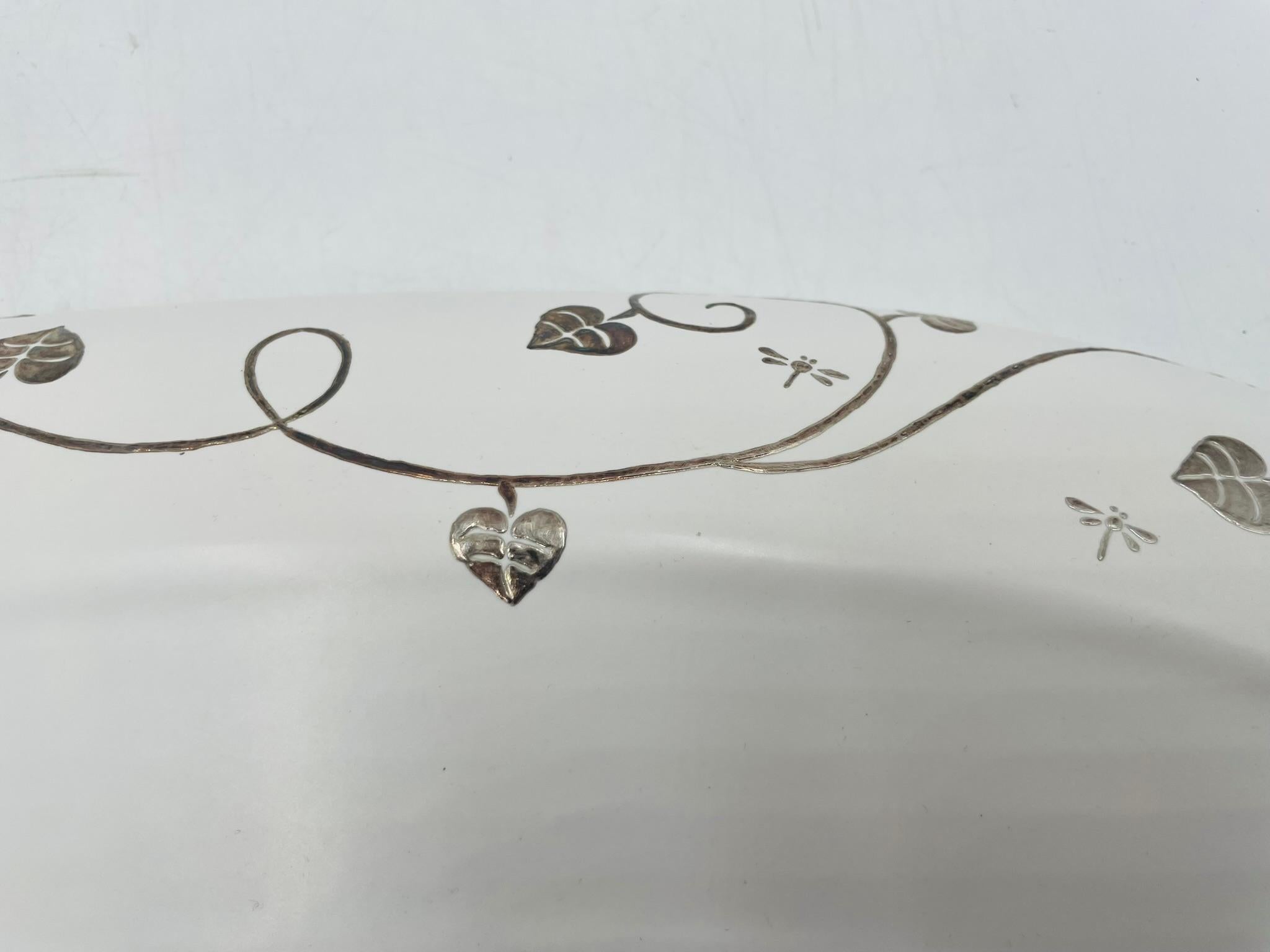 Emilia Castillo Extra Large Sterling Silver & Porcelain Platter, Signed, Mexico en vente 3