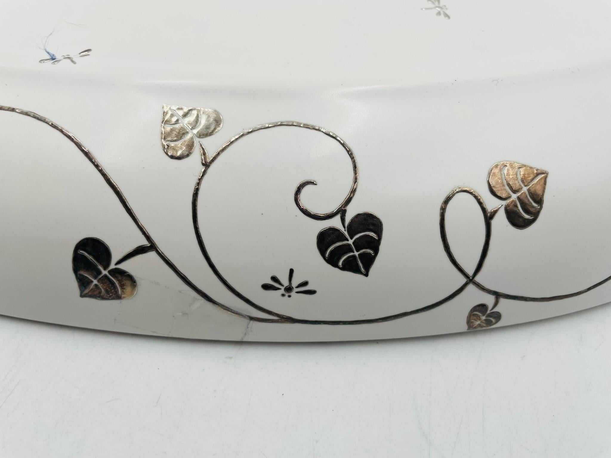 Emilia Castillo Extra Large Sterling Silver & Porcelain Platter, Signed, Mexico en vente 4