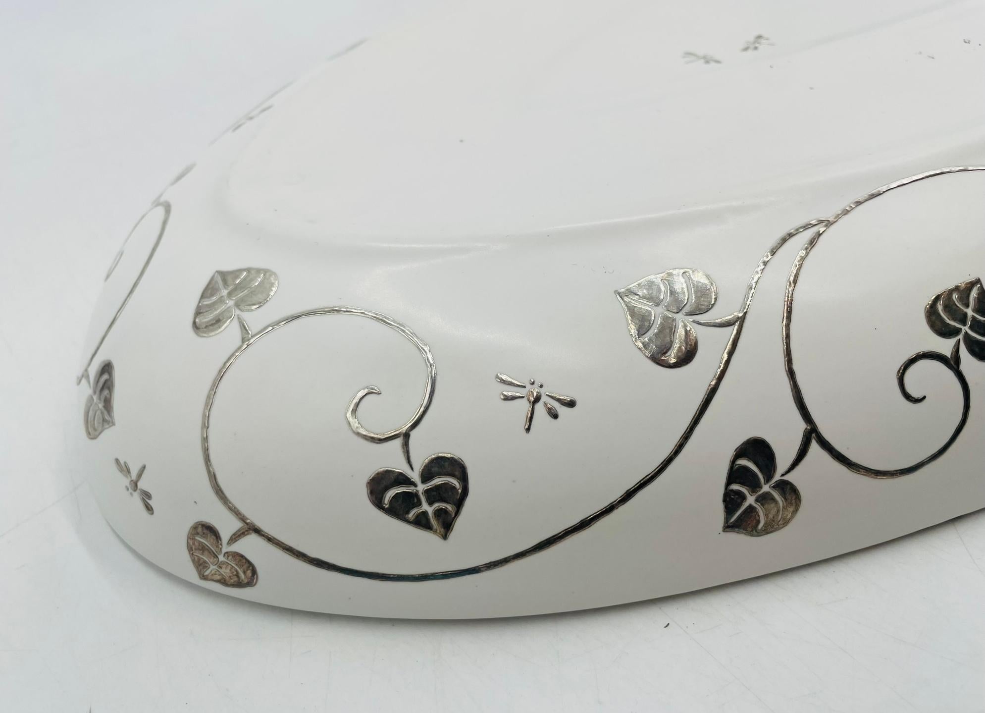 Emilia Castillo Extra Large Sterling Silver & Porcelain Platter, Signed, Mexico en vente 5