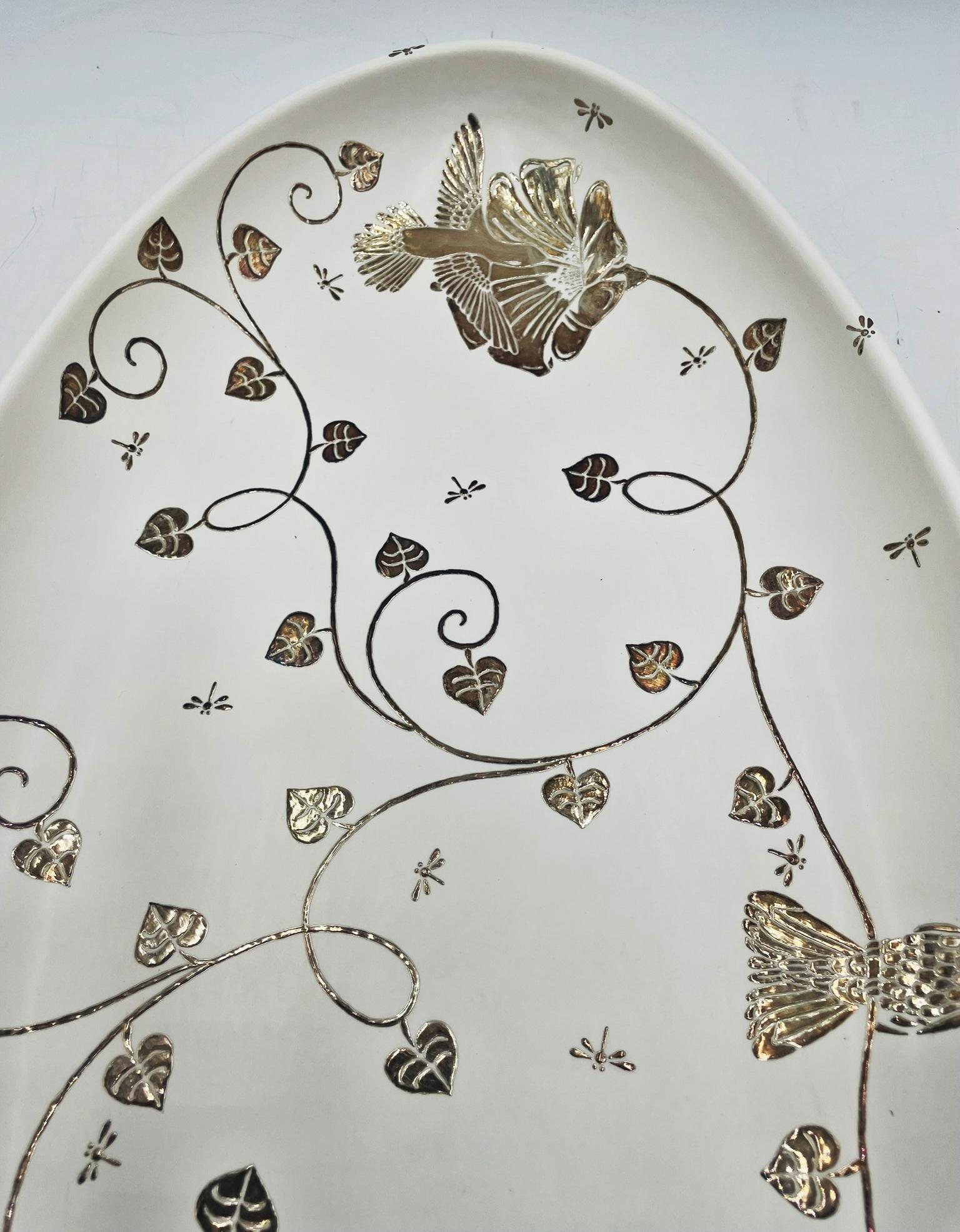 Emilia Castillo Extra Large Sterling Silver & Porcelain Platter, Signed, Mexico en vente 10