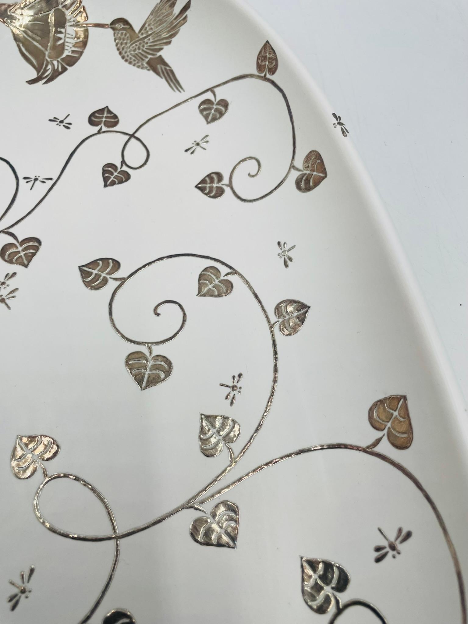 Emilia Castillo Extra Large Sterling Silver & Porcelain Platter, Signed, Mexico en vente 11