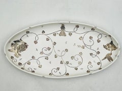 Emilia Castillo Extra Large Sterling Silver & Porcelain Platter, Signed, Mexico