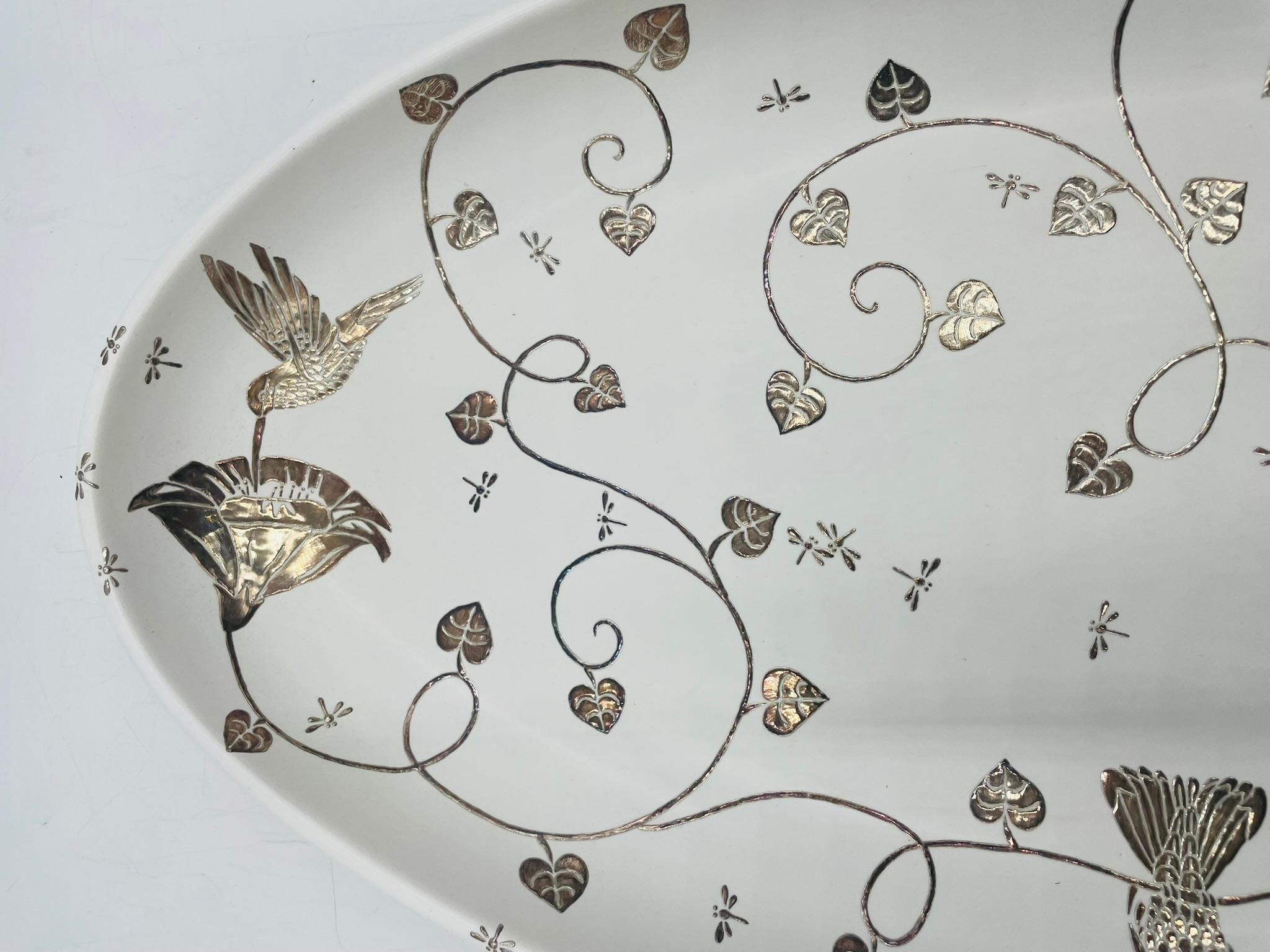 Emilia Castillo Extra Large Sterling Silver & Porcelain Platter, Signed, Mexico en vente 12