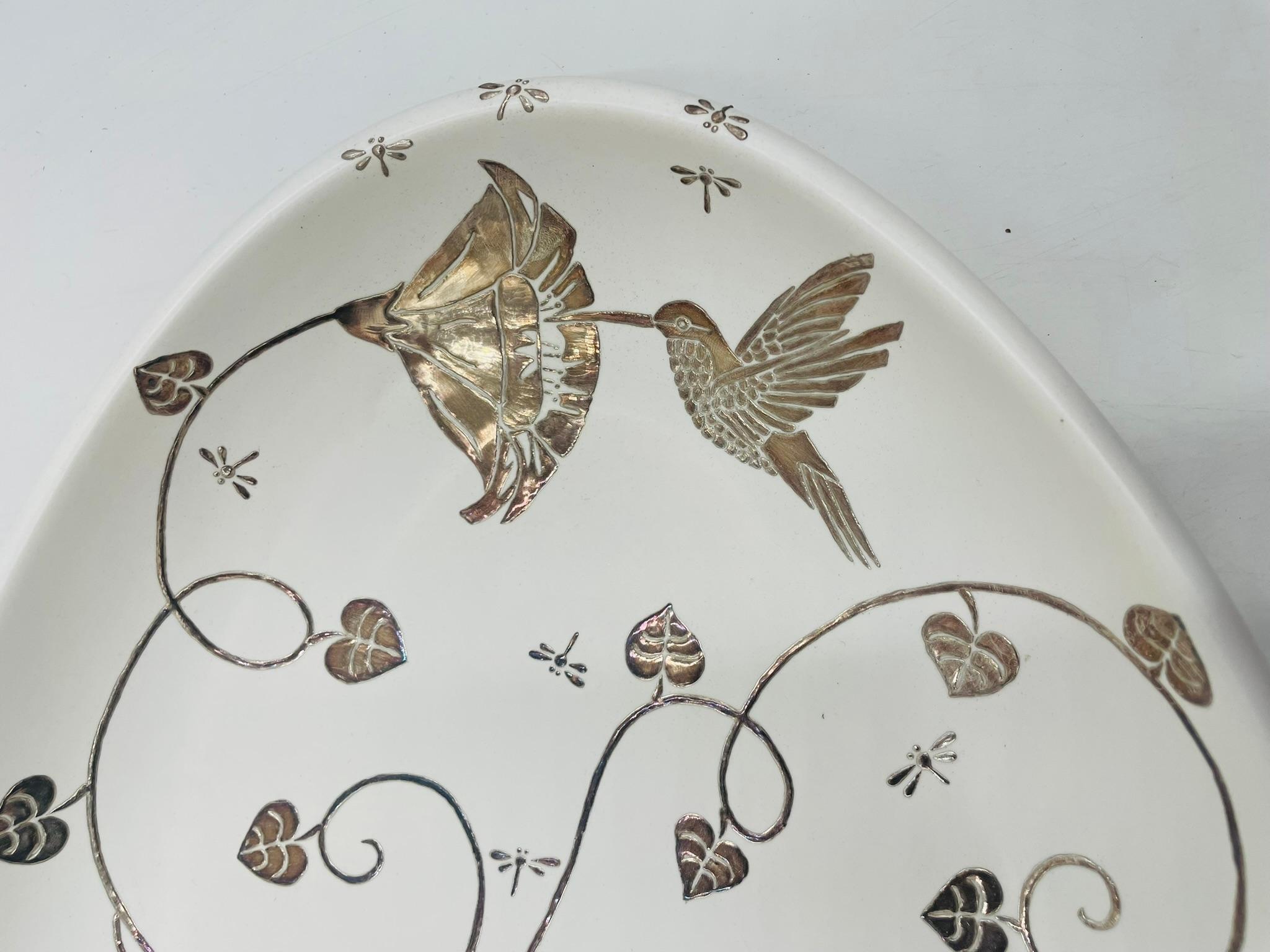 Emilia Castillo Extra Large Sterling Silver & Porcelain Platter, Signed, Mexico en vente 1