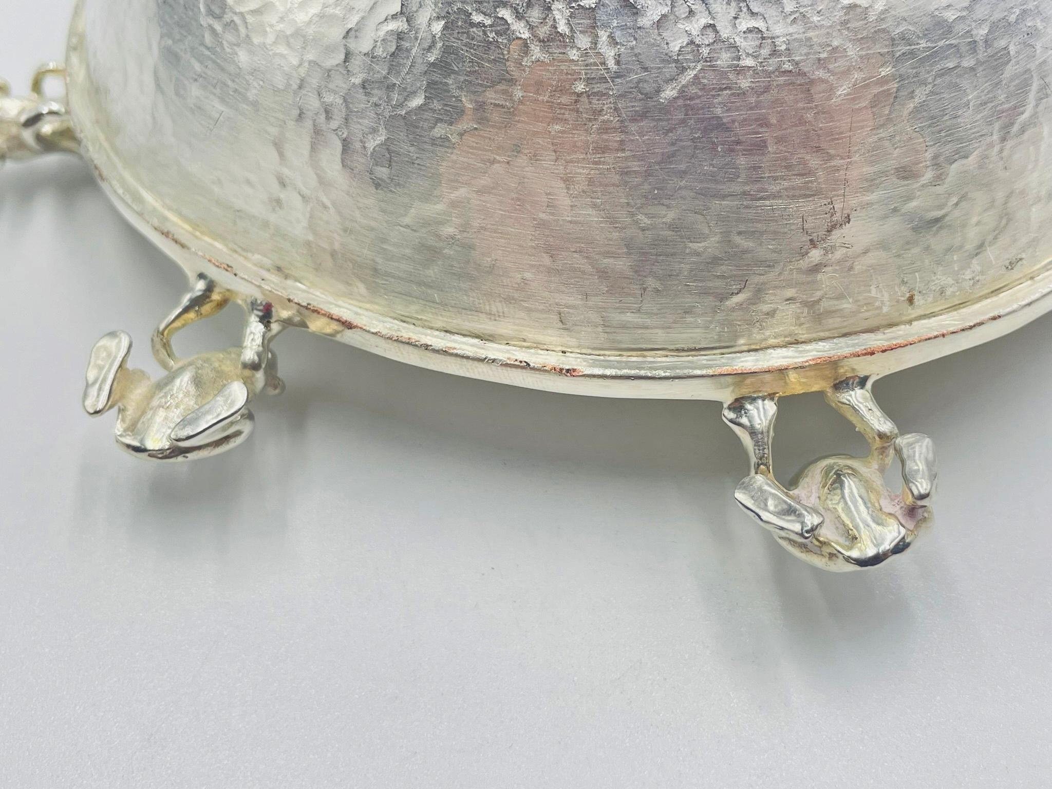 Emilia Castillo Schale aus Silber mit Froschmotiv auf Sockel aus Vulkangestein, mexikanische Moderne im Angebot 5