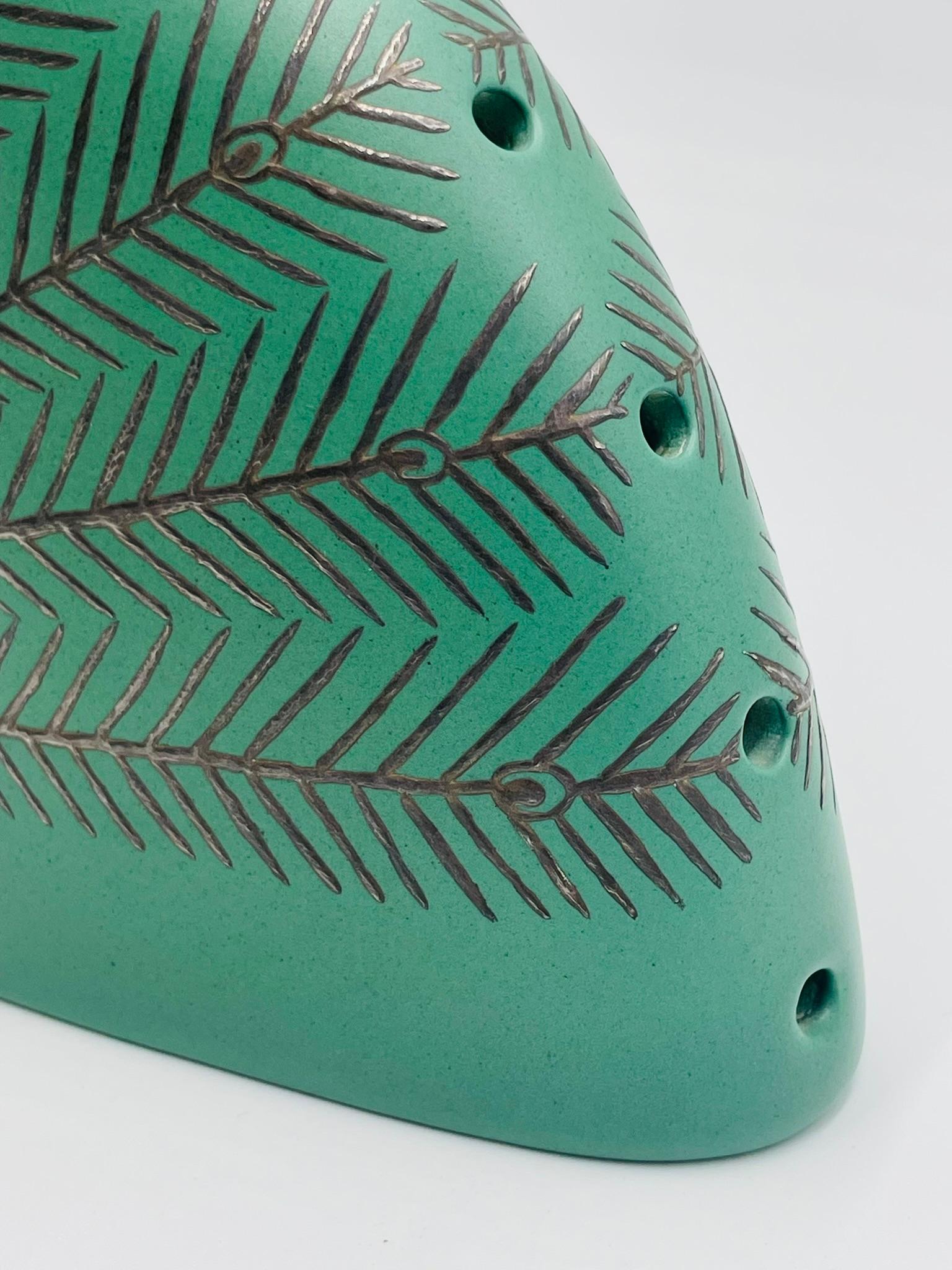 Vase paon en porcelaine verte et argent d'Emilia Castillo, Taxco Mexico, 1998 en vente 2