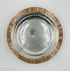 Emilia Castillo Hammered Silver-Plated Bowl with Jasper Stone Inlay, Mexico