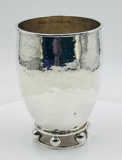 Emilia Castillo Hammered Silver Vase with Sculptural Orb Base, Mexican Modernism