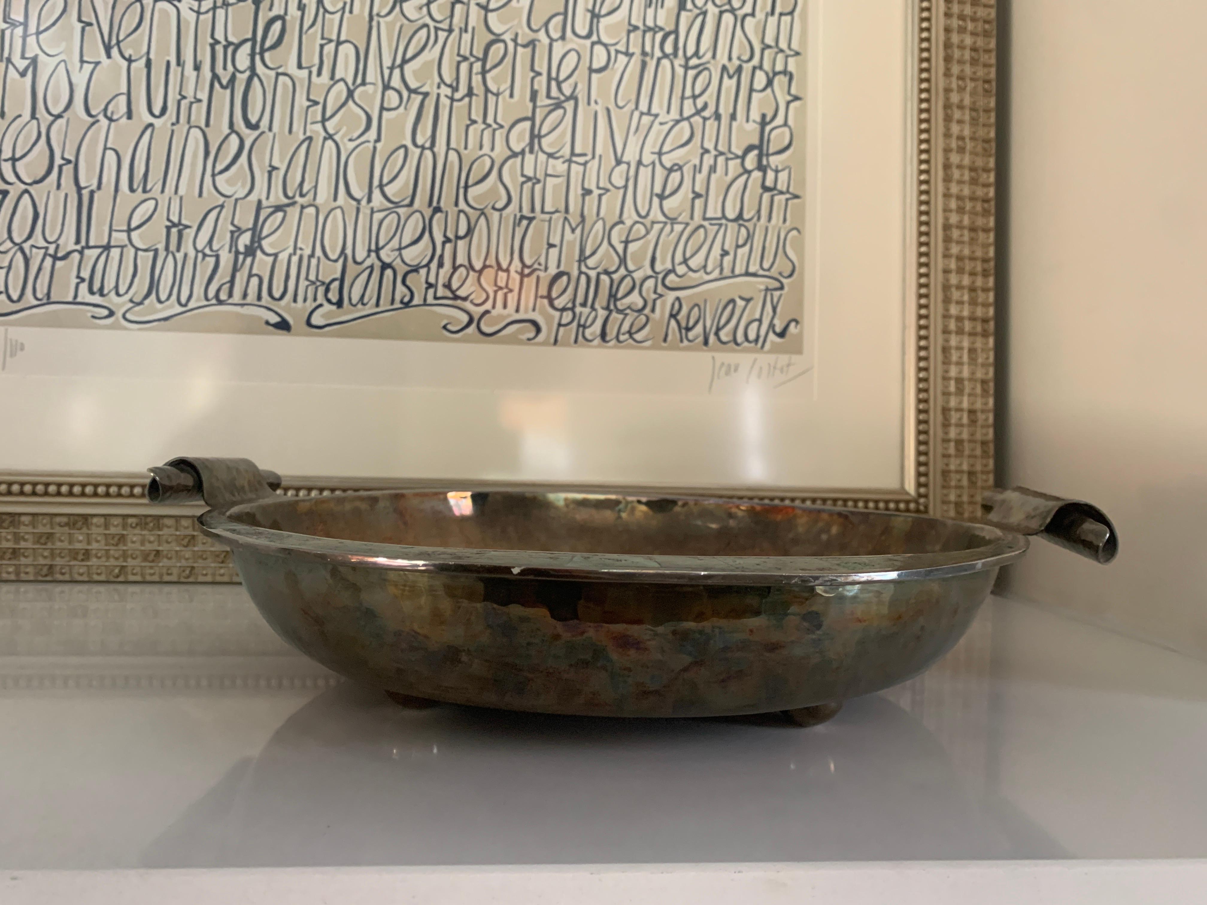 Emilia Castillo Handmade Mexican Sterling and Tessellated Stone Bowl In Good Condition In Los Angeles, CA