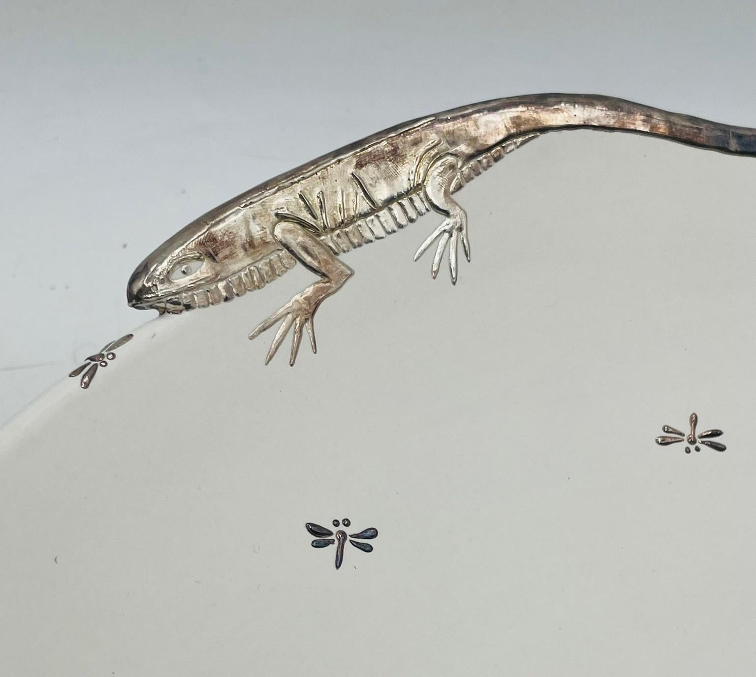 Emilia Castillo Large Porcelain & Pure Silver Bowl with Lizards and Dragonflies im Angebot 4