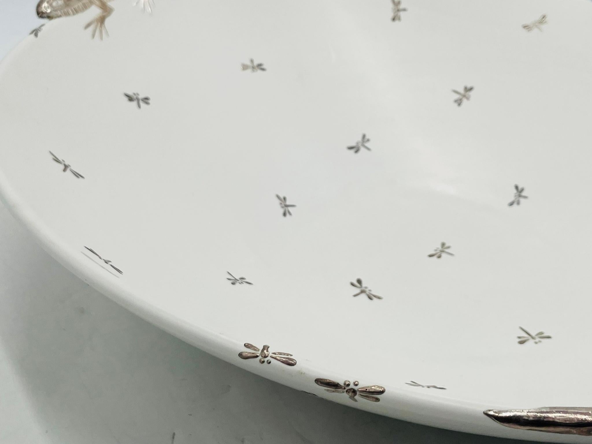 Emilia Castillo Large Porcelain & Pure Silver Bowl with Lizards and Dragonflies im Angebot 8