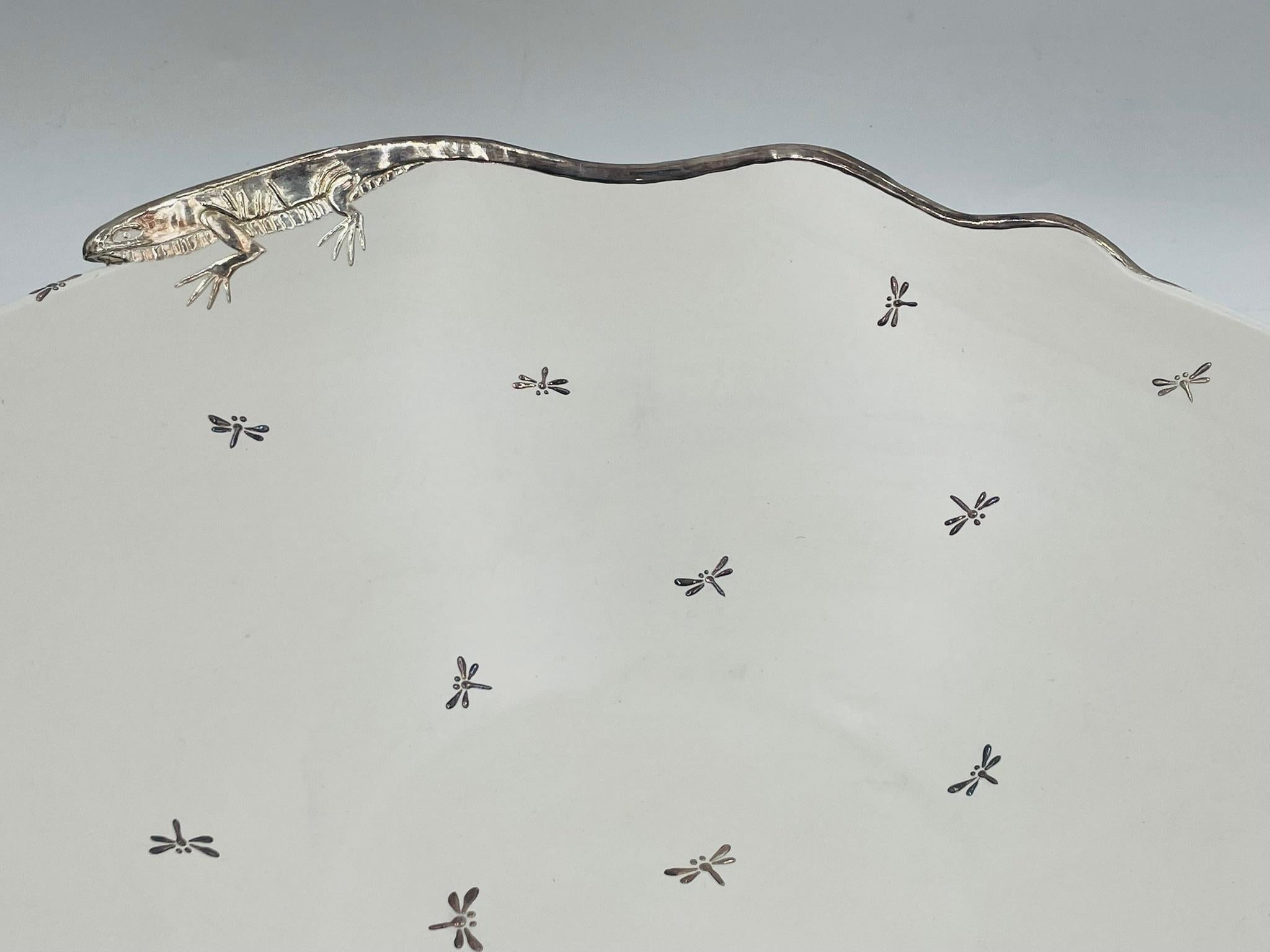 Emilia Castillo Large Porcelain & Pure Silver Bowl with Lizards and Dragonflies im Angebot 9