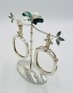 Emilia Castillo Monkey Picture Frame with Malachite Inlay, Taxco Mexico