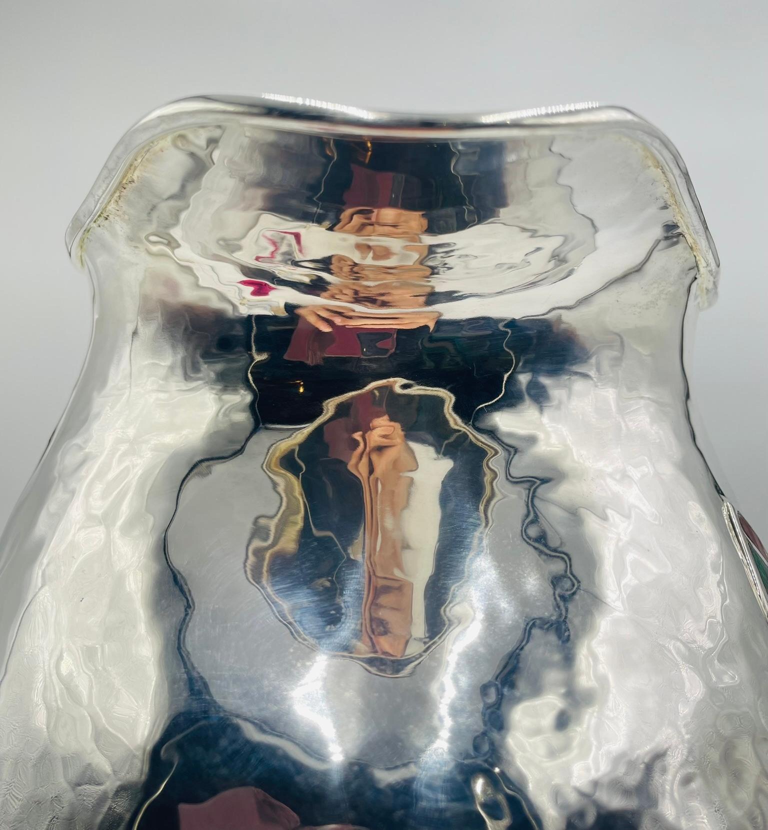 Brocca d'argento sovradimensionata di Emilia Castillo con intarsio di pietre, argenteria Taxco in vendita 10