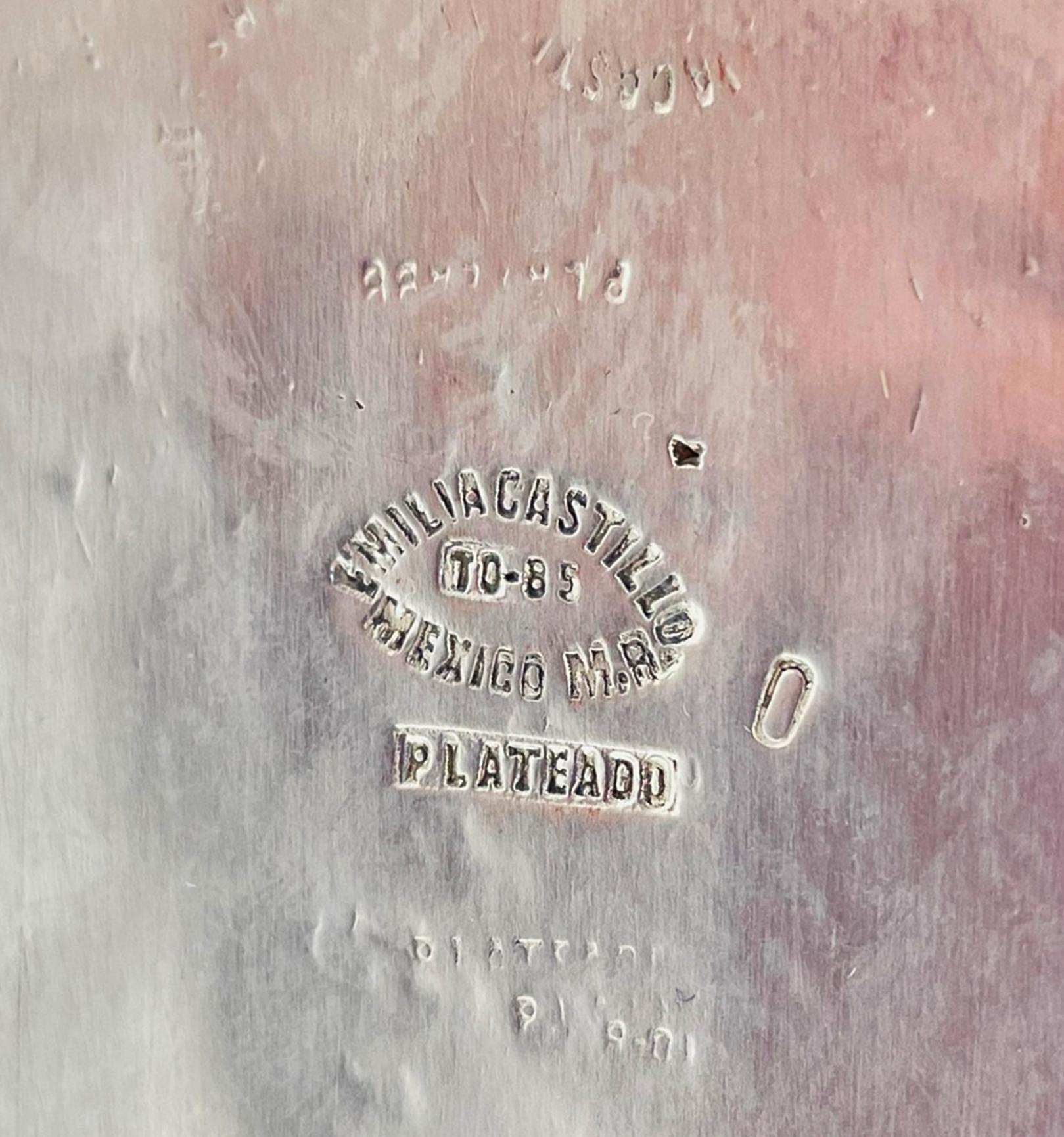 Brocca d'argento sovradimensionata di Emilia Castillo con intarsio di pietre, argenteria Taxco in vendita 12