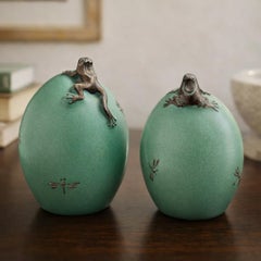 Emilia Castillo Plata Pura Frog Salt & Pepper Shakers, Taxco Mexico 1998