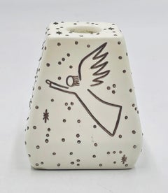 Emilia Castillo Porcelain & Pure Silver Angelic Candle Holder, Mexican Design