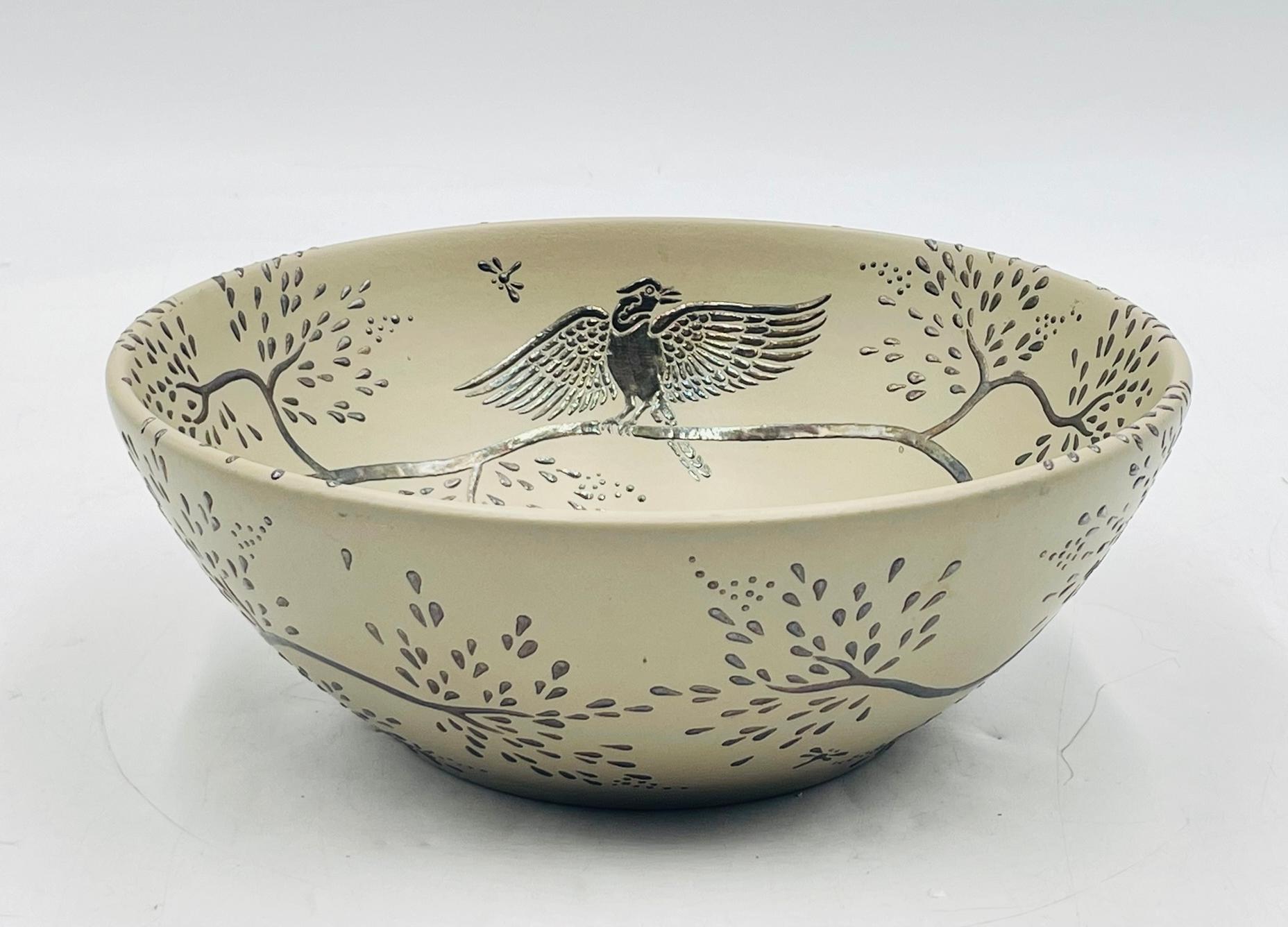 Ciotola in porcellana e argento puro di Emilia Castillo, firmata e datata In condizioni buone in vendita a Los Angeles, CA