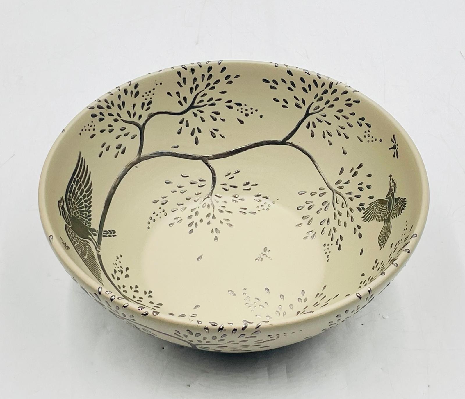 Argento Ciotola in porcellana e argento puro di Emilia Castillo, firmata e datata in vendita