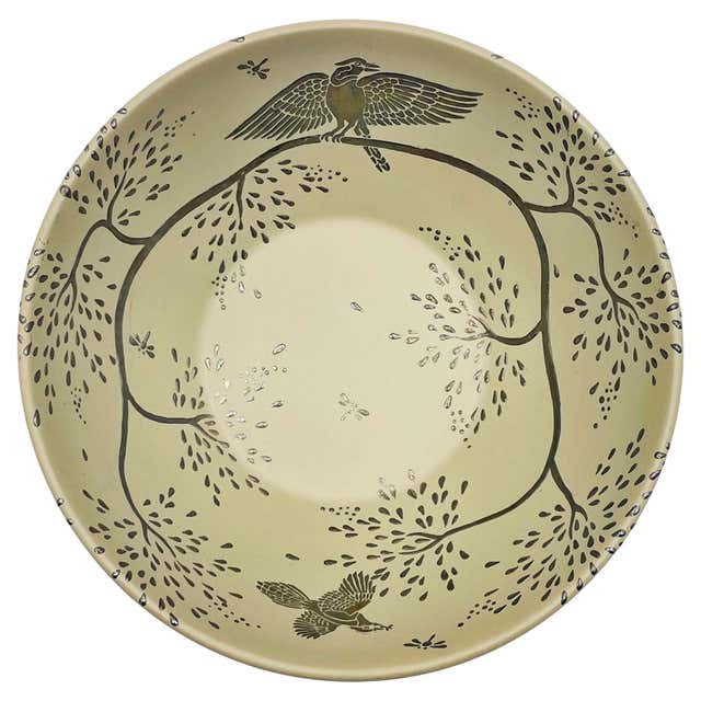 Emilia Castillo Porcelain and Silver Butterfly Bowl, Taxco, 2009 For ...