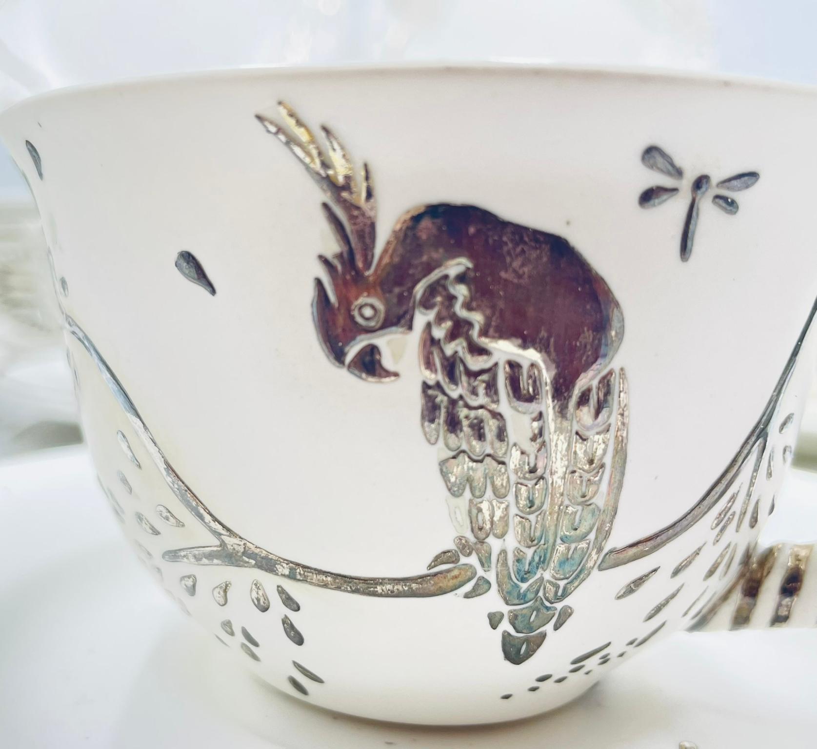 Emilia Castillo Vajilla para ocho de porcelana y plata pura, todo firmado en venta 2