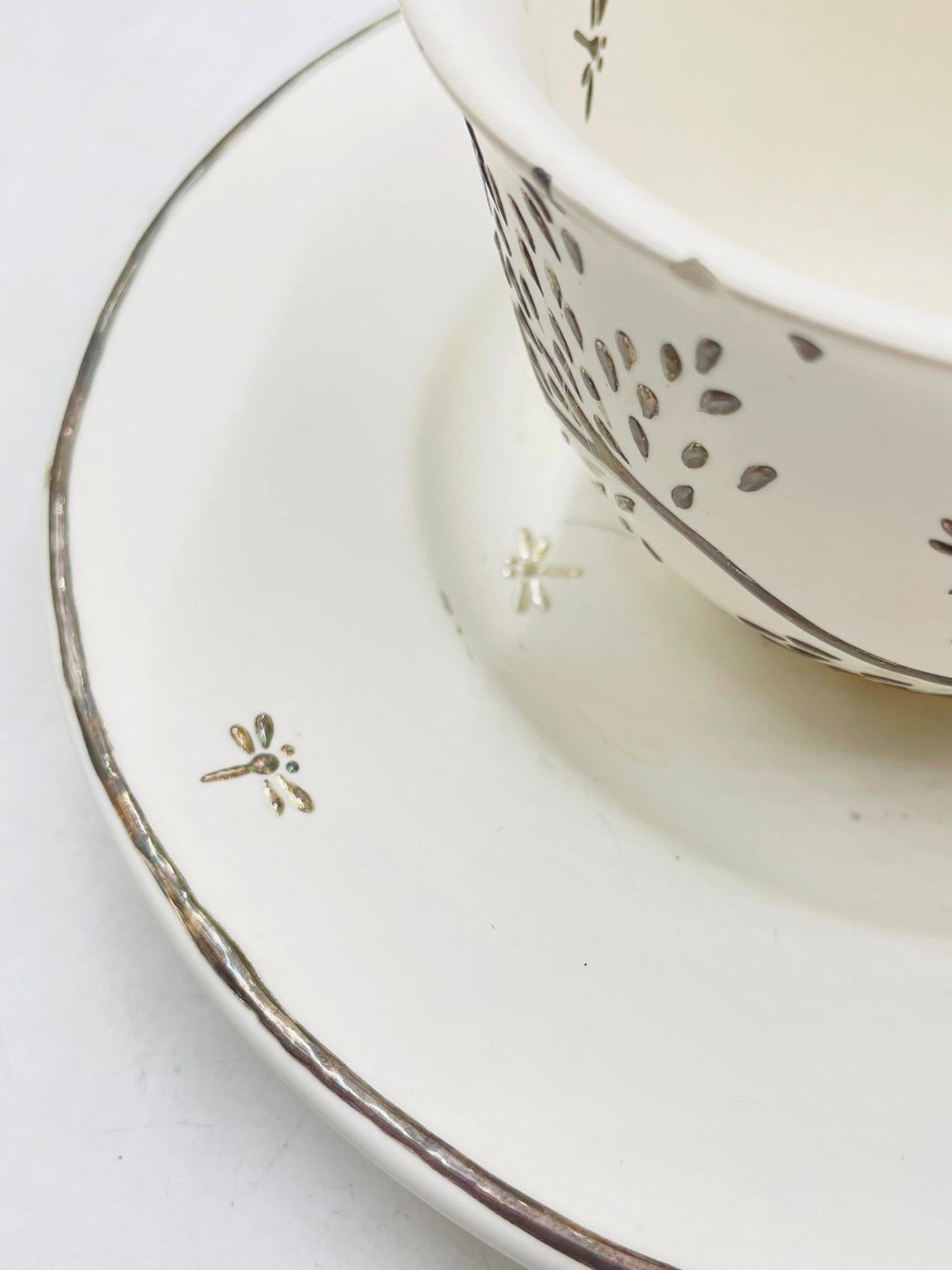 Emilia Castillo Vajilla para ocho de porcelana y plata pura, todo firmado finales del siglo XX en venta