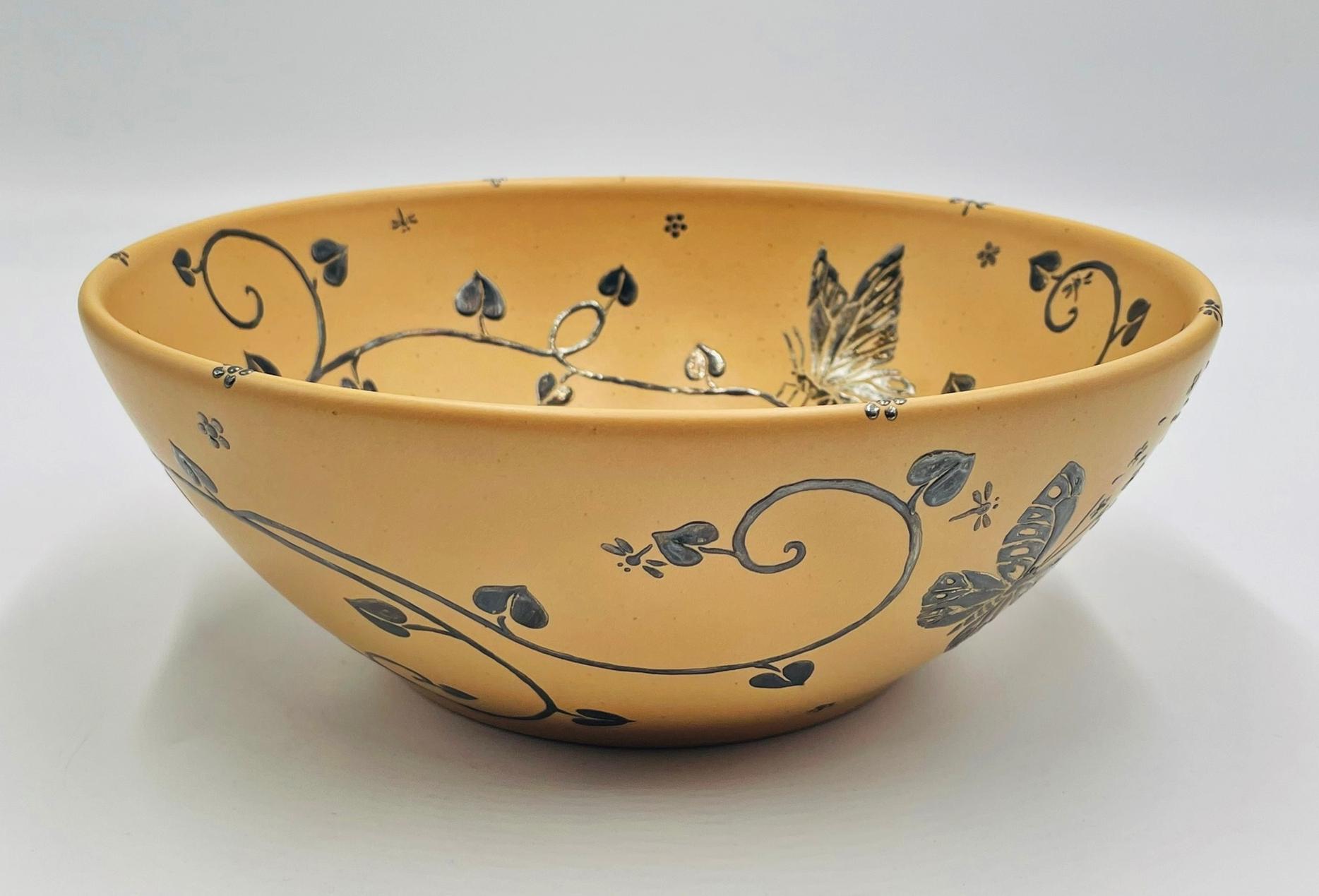 Moderno Ciotola a farfalla in porcellana e argento di Emilia Castillo, Taxco, 2009 in vendita