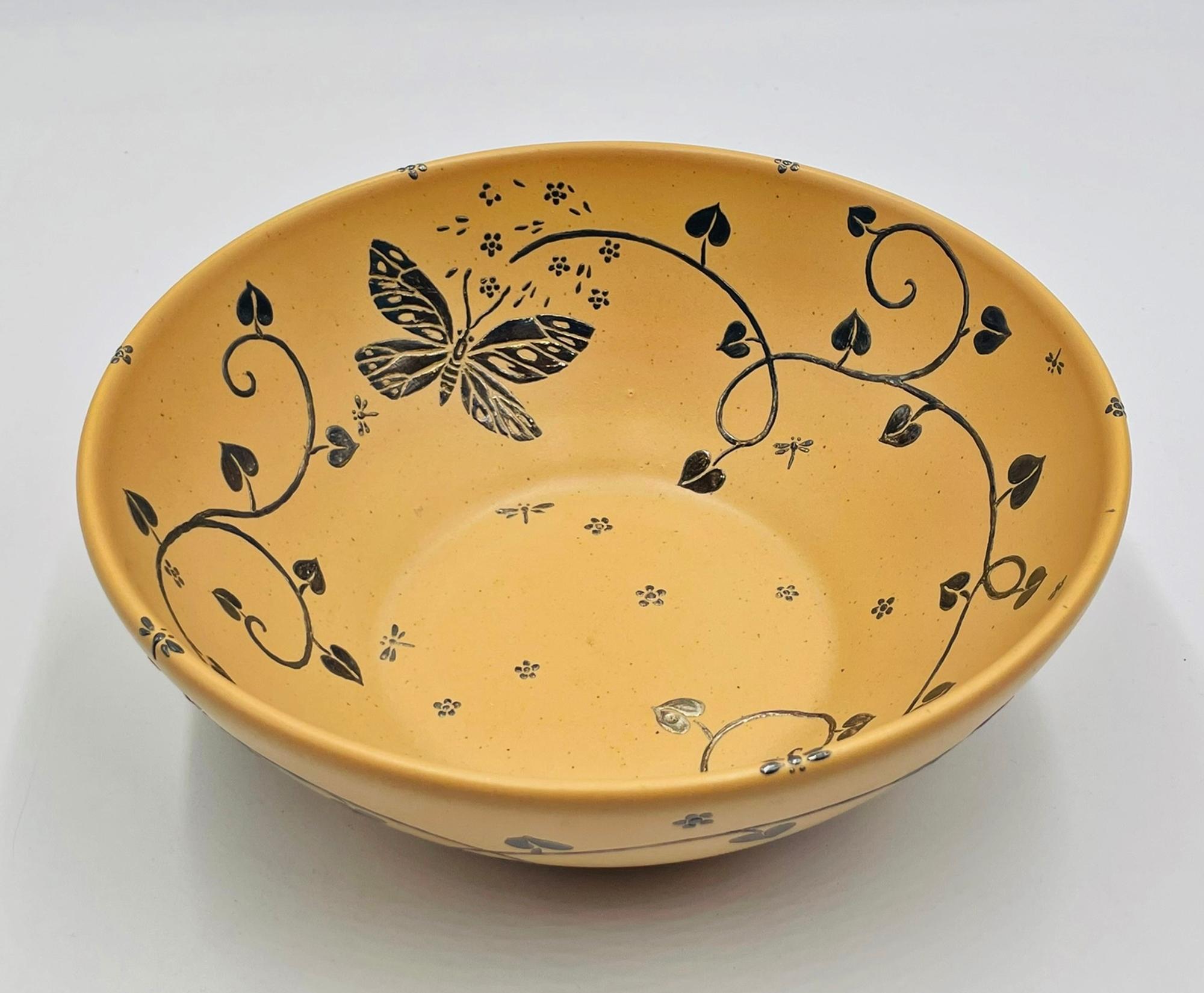 Fatto a mano Ciotola a farfalla in porcellana e argento di Emilia Castillo, Taxco, 2009 in vendita