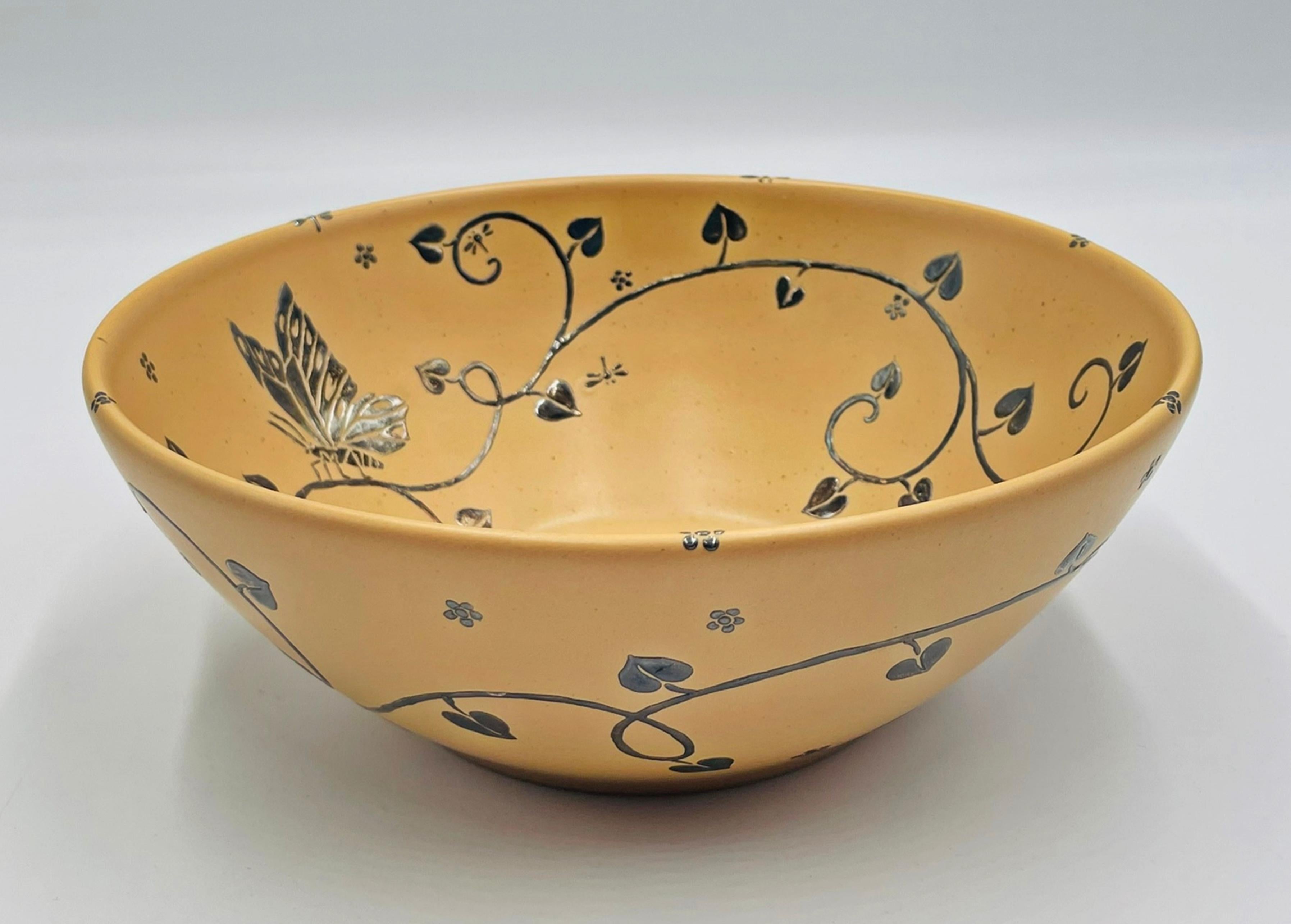 XXI secolo e contemporaneo Ciotola a farfalla in porcellana e argento di Emilia Castillo, Taxco, 2009 in vendita