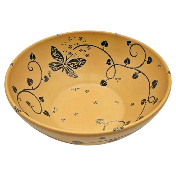 Emilia Castillo Porcelain and Silver Butterfly Bowl, Taxco, 2009 For ...