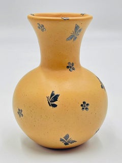 Emilia Castillo Porcelain & Silver Butterfly Vase, Mexico 1998