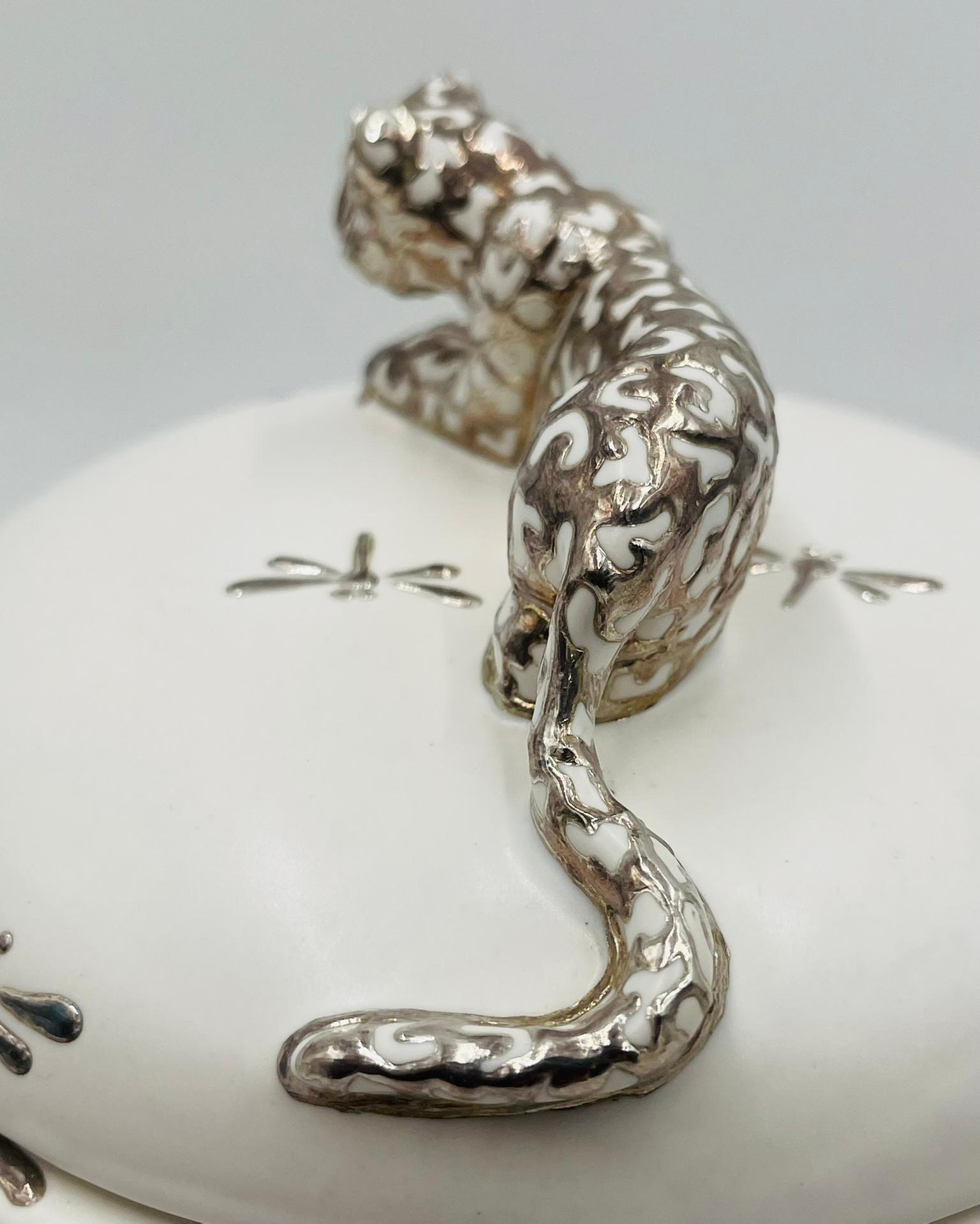 Barattolo con coperchio Jaguar in porcellana e argento di Emilia Castillo, Taxco Mexico in vendita 6