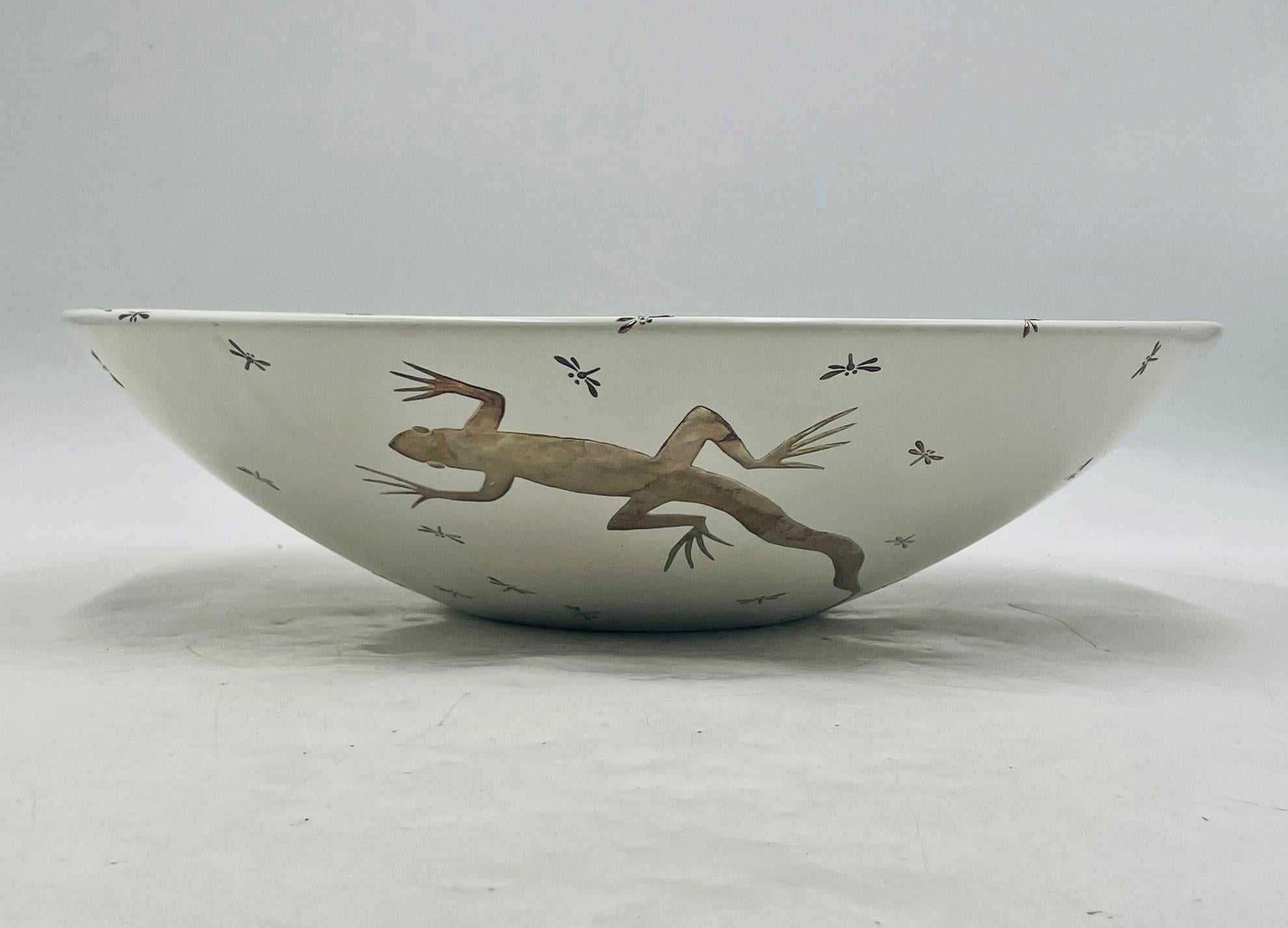 Emilia Castillo Pure Silver & Porcelain Bowl with Lizards & Fireflies, Mexico im Zustand „Gut“ im Angebot in Los Angeles, CA