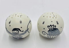 Emilia Castillo Pure Silver & Porcelain Salt & Pepper Shakers, Mexican Modernism