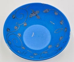 Emilia Castillo Signed Porcelain and Pure Silver Bowl, Taxco, Mexico, 1995