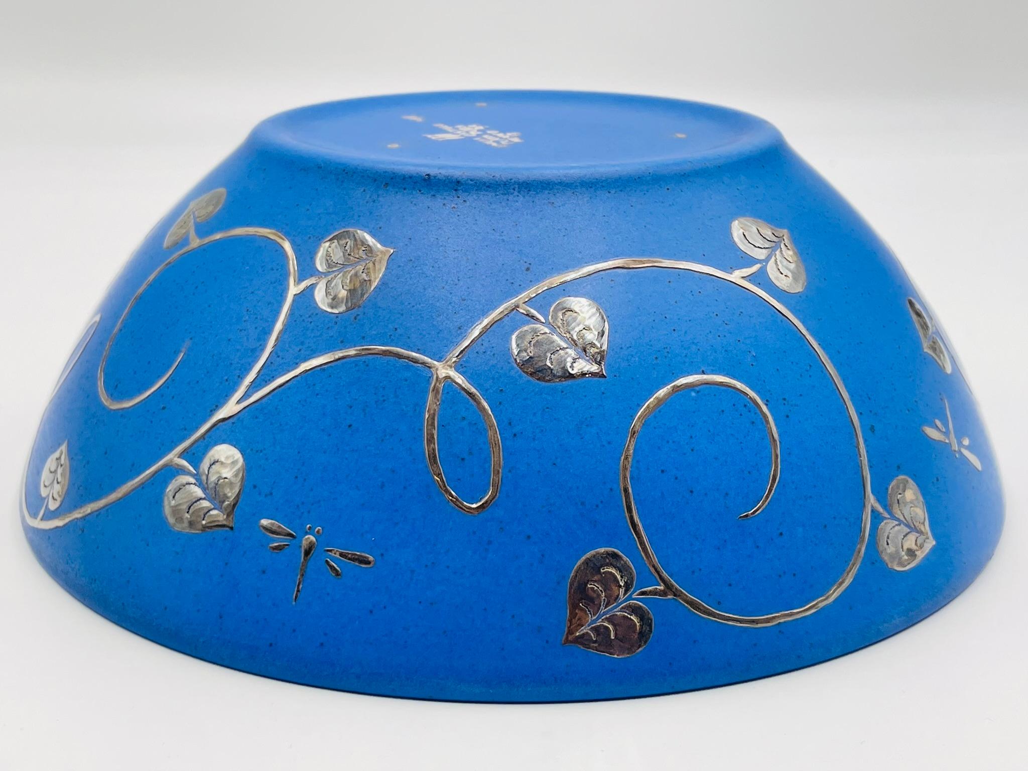 Fine XX secolo Ciotola in porcellana e argento puro firmata Emilia Castillo, Taxco Mexico, 1995 in vendita